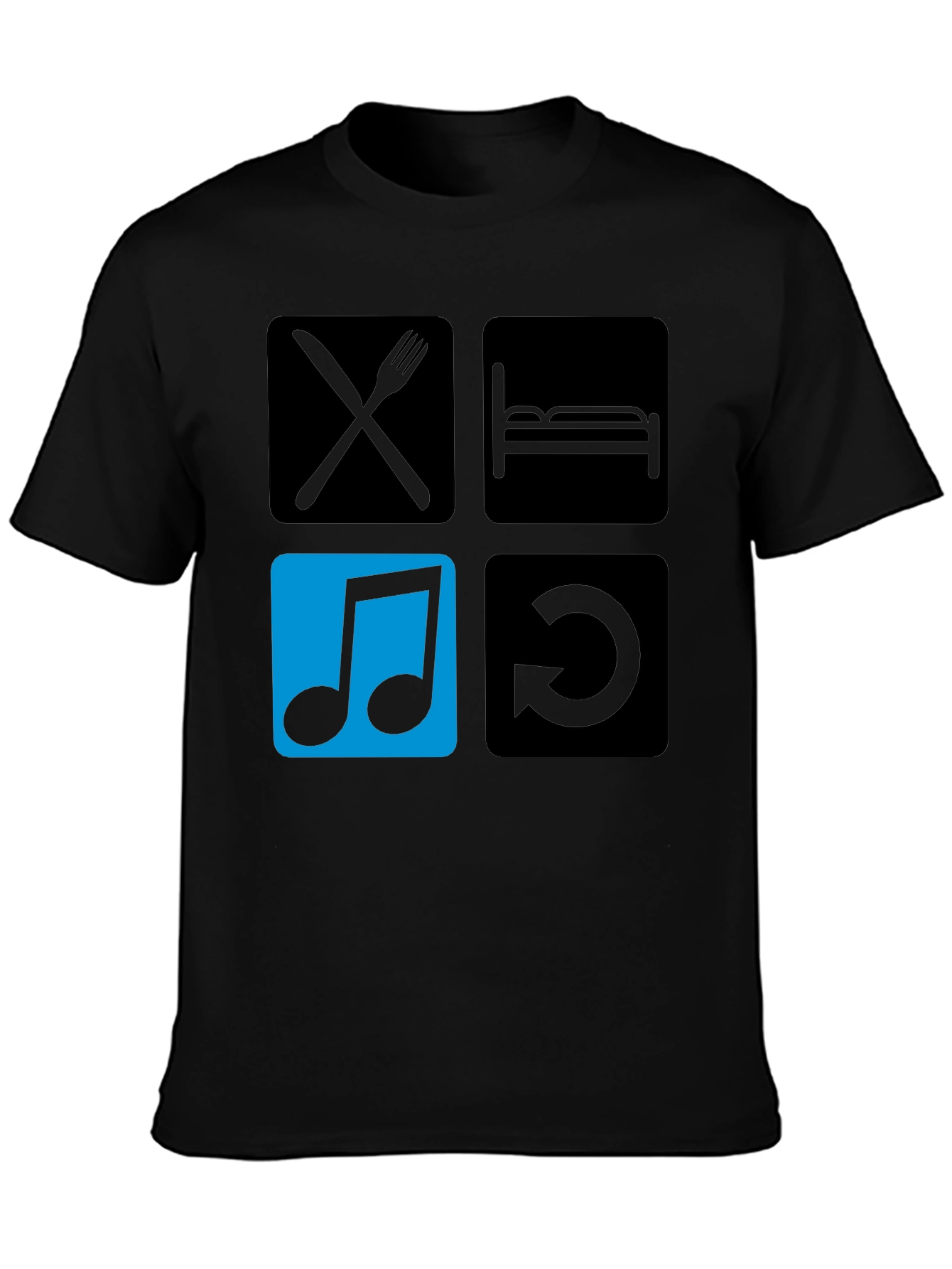Eat Sleep Music Repeat Black T-Shirt