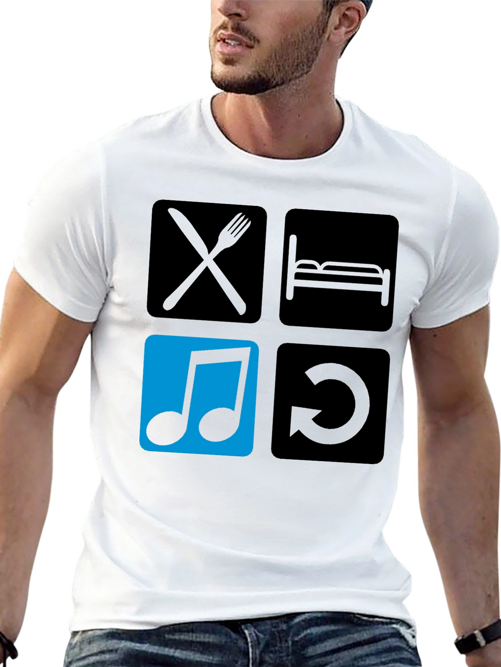 Eat Sleep Music Repeat Black T-Shirt