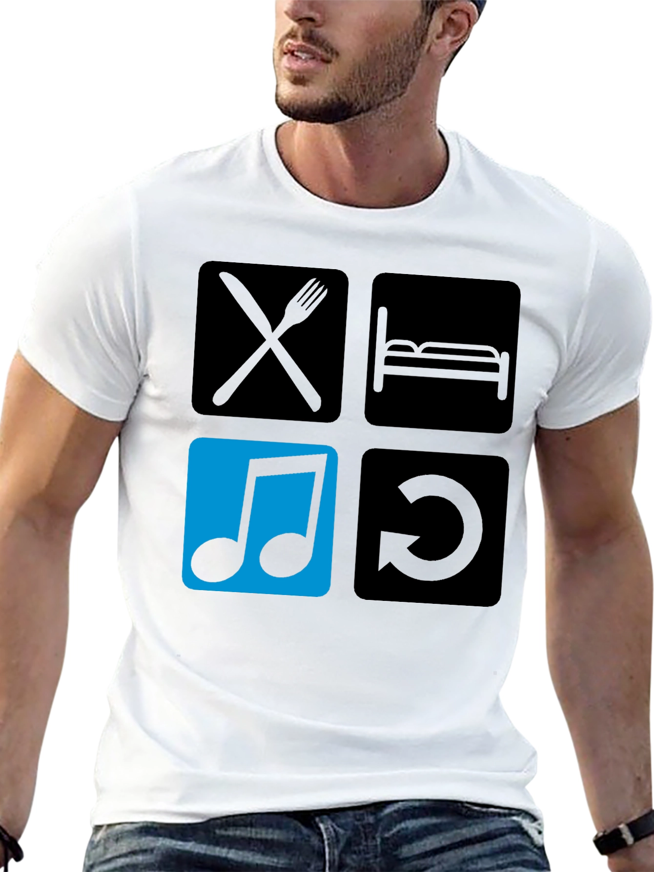Eat Sleep Music Repeat Black T-Shirt