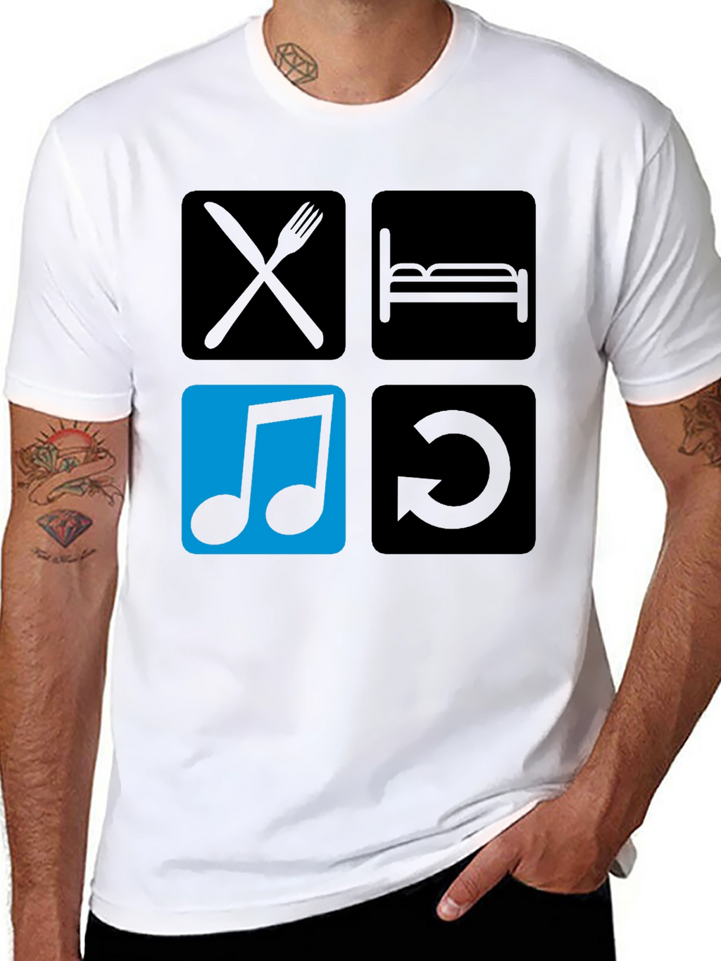 Eat Sleep Music Repeat Black T-Shirt