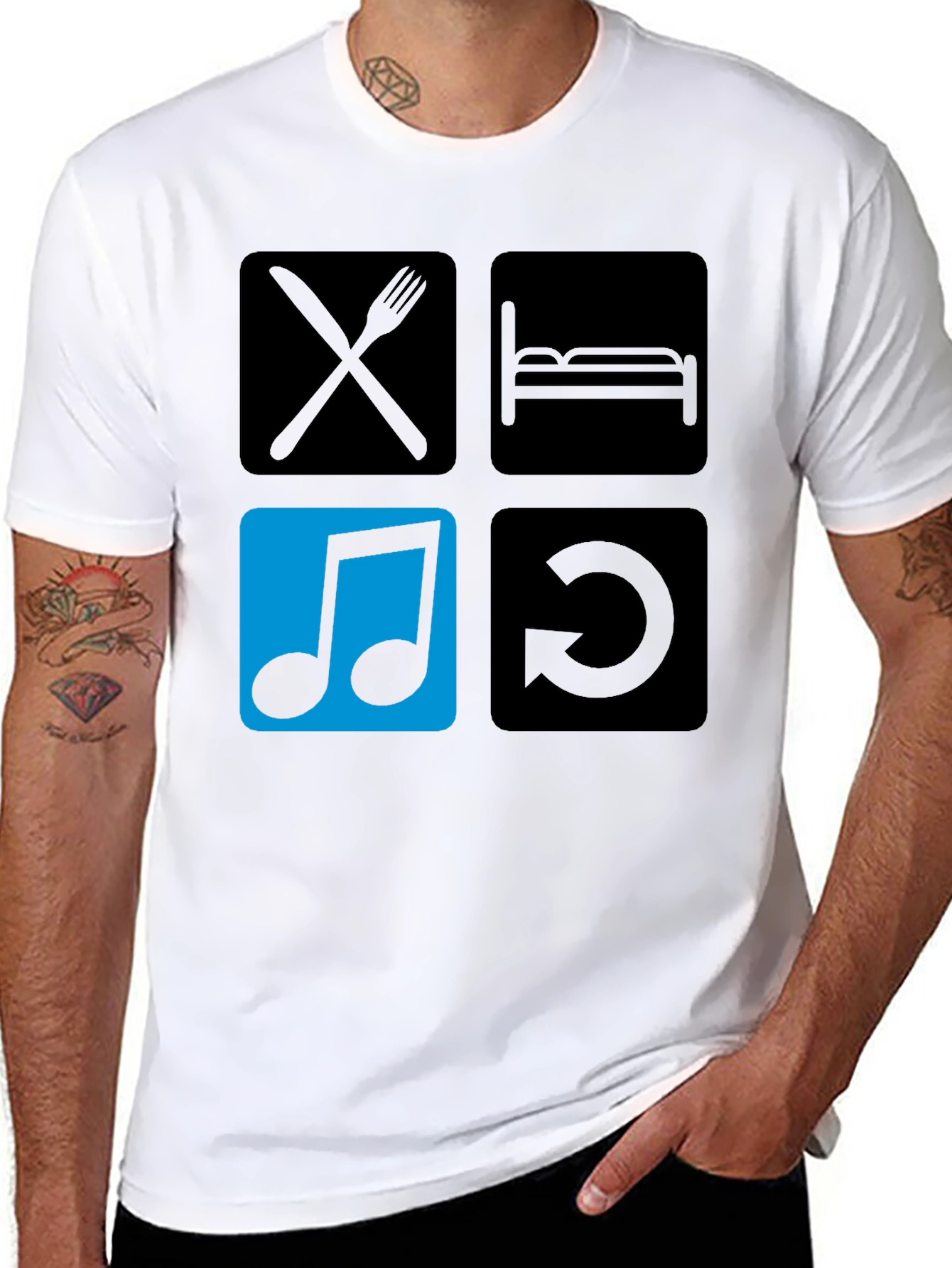 Eat Sleep Music Repeat Black T-Shirt