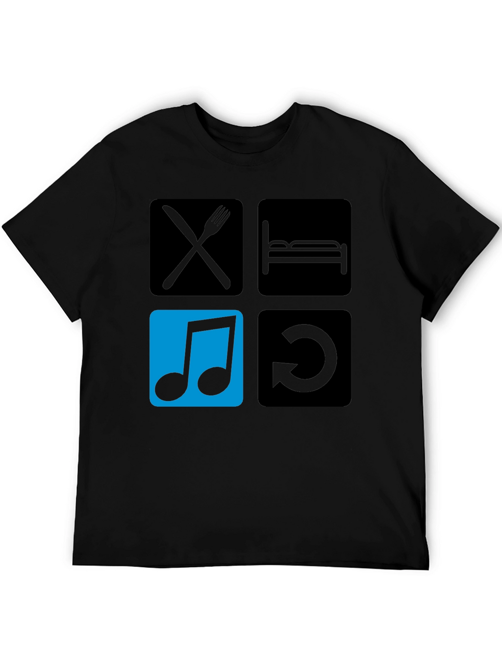 Eat Sleep Music Repeat Black T-Shirt
