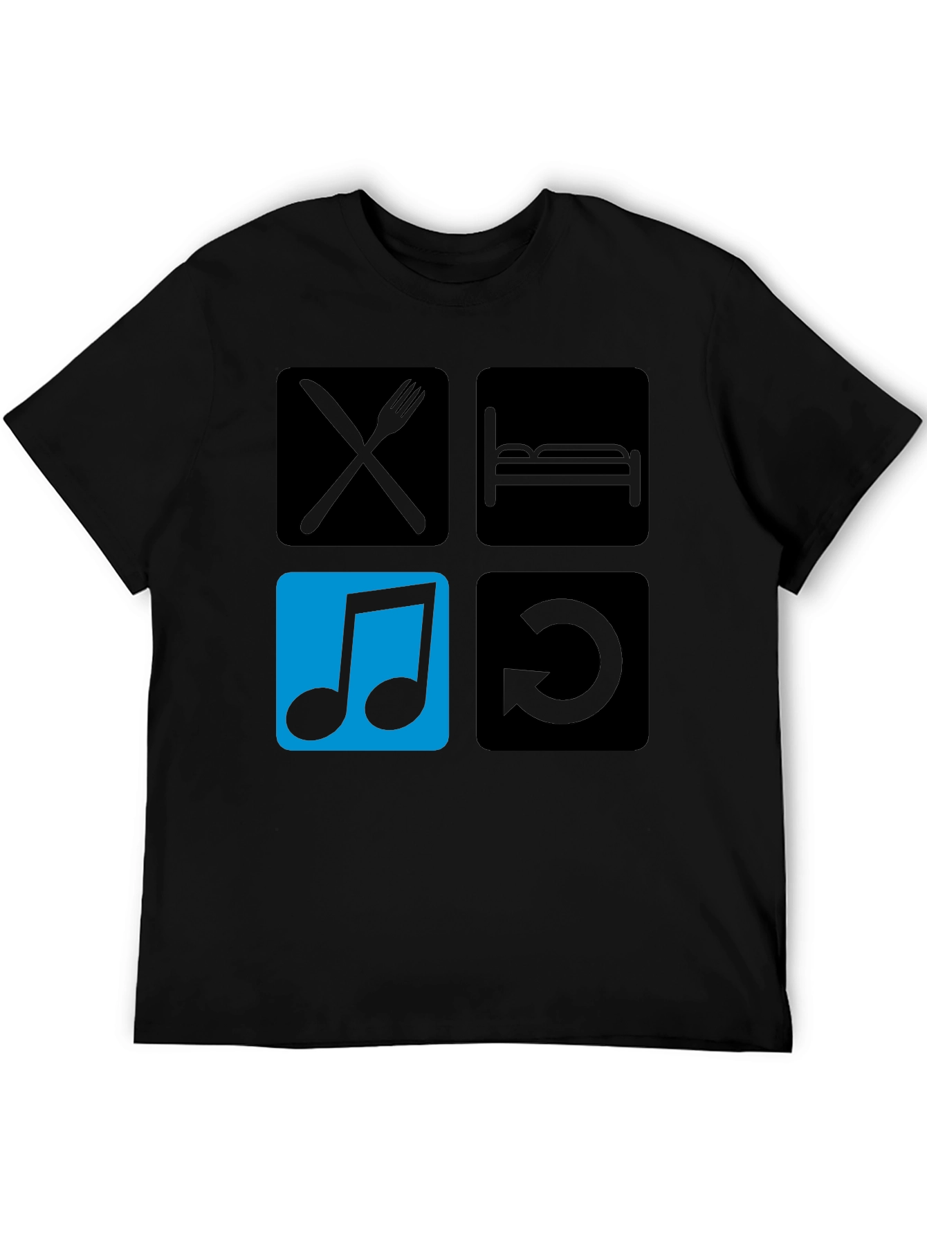 Eat Sleep Music Repeat Black T-Shirt