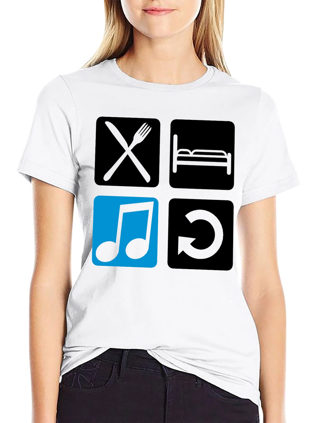 Eat Sleep Music Repeat Black T-Shirt