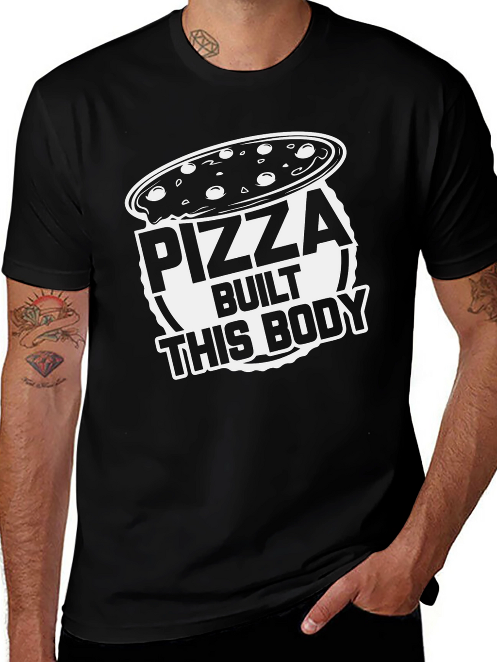 Pizza Built This Body Funny Graphic Tee