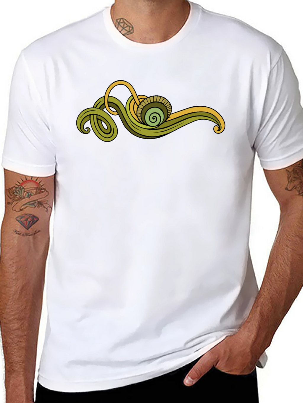 Abstract Green Swirl Graphic Tee