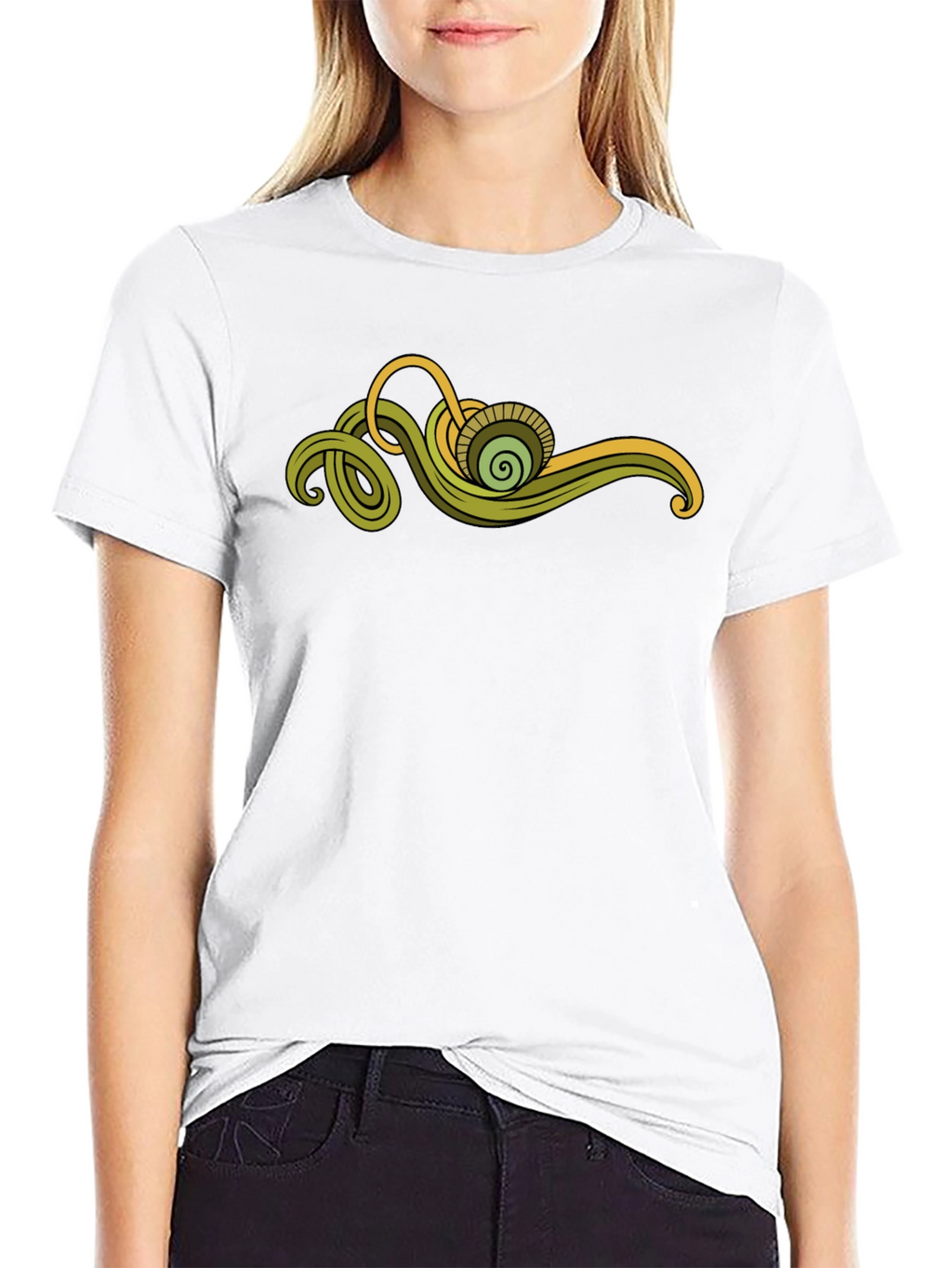 Abstract Green Swirl Graphic Tee