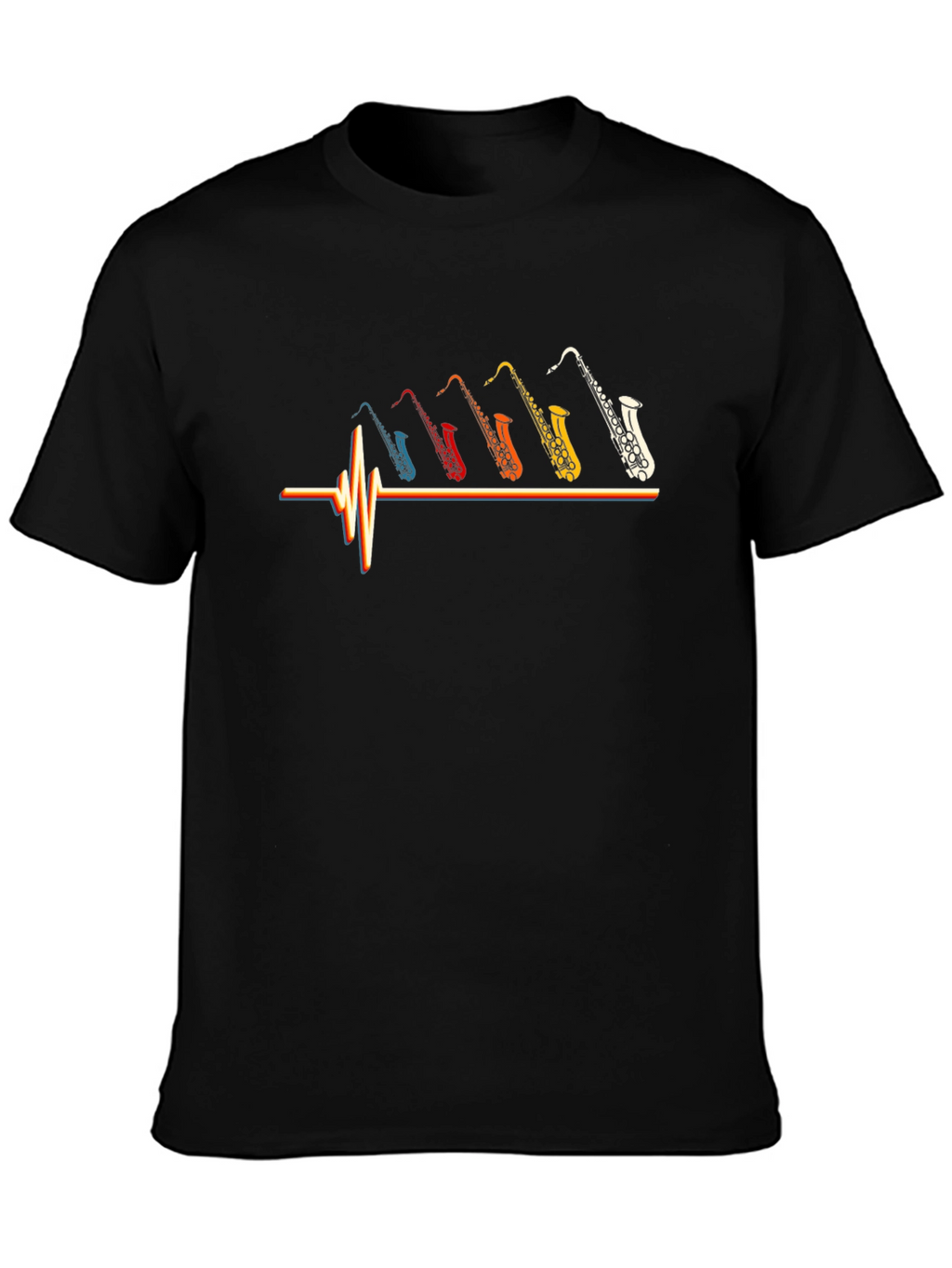 Saxophone Music T-Shirt Heartbeat Graphic Tee
