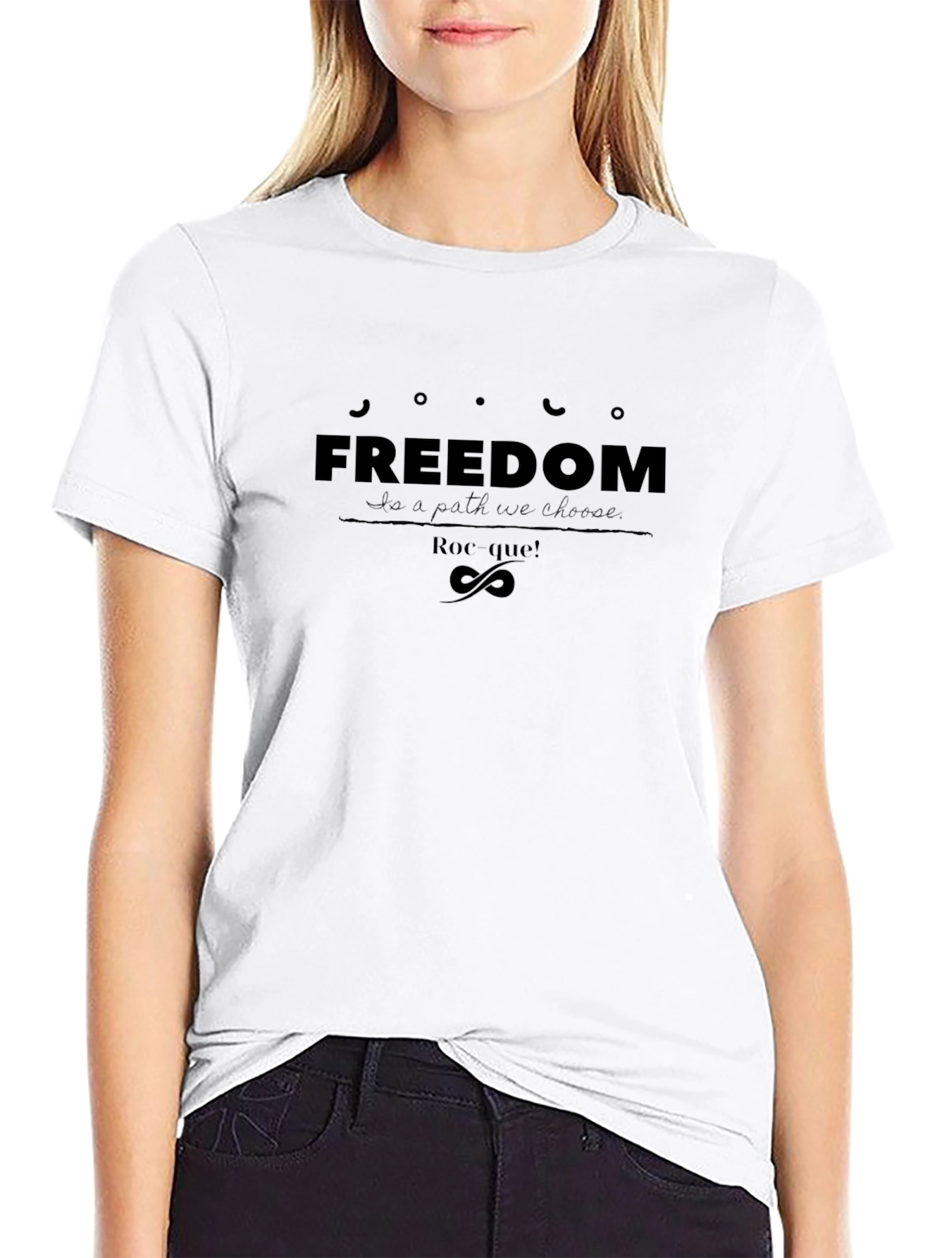 Freedom Graphic Print T-Shirt - Casual Black Tee