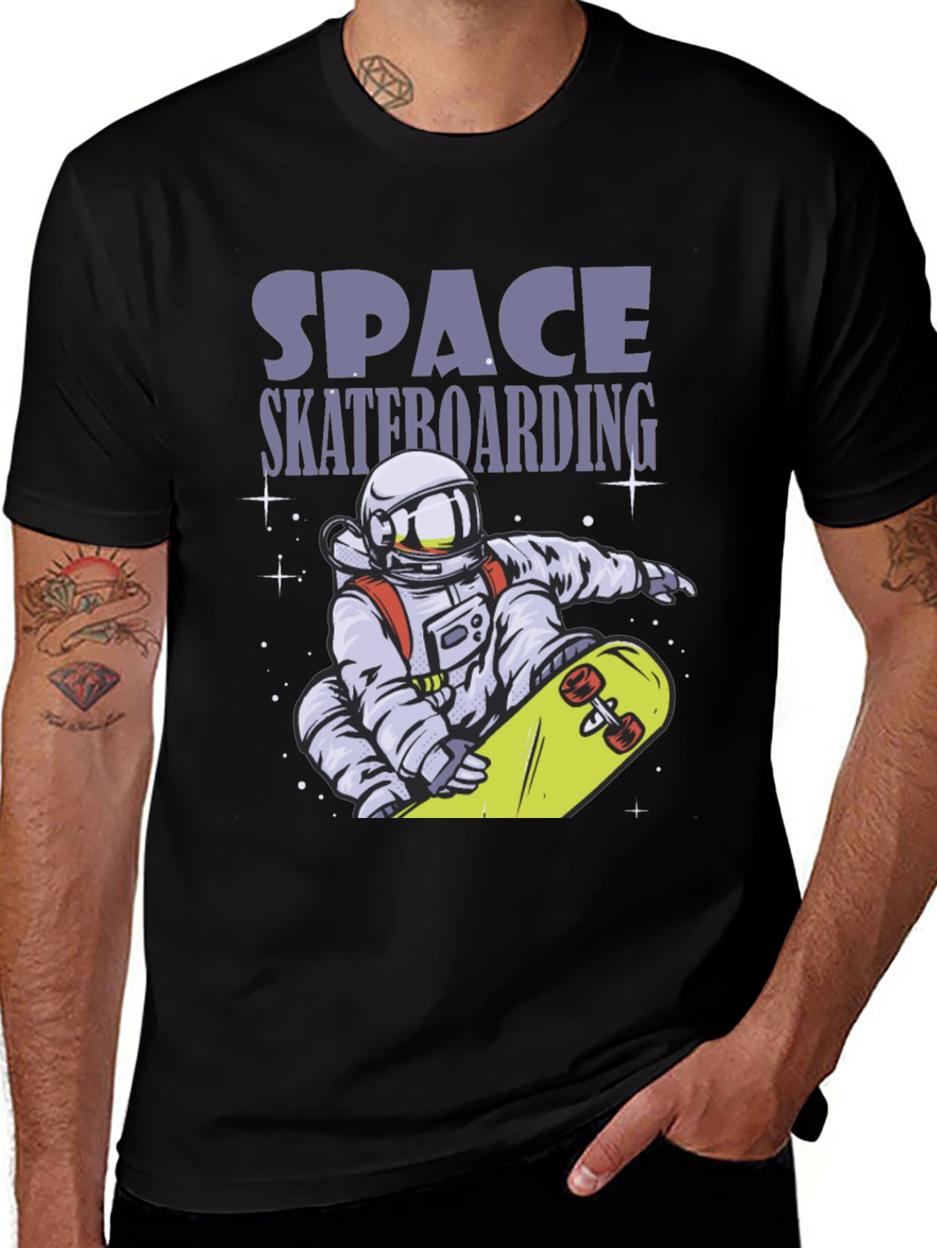 Space Skateboarding T-Shirt - Astronaut Design