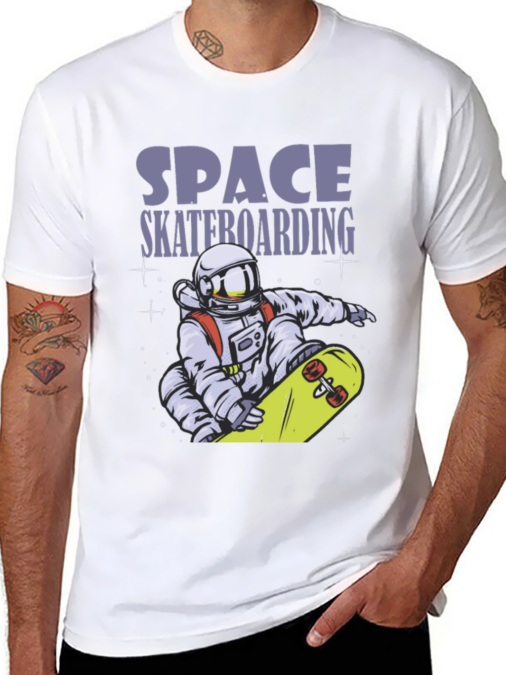 Space Skateboarding T-Shirt - Astronaut Design