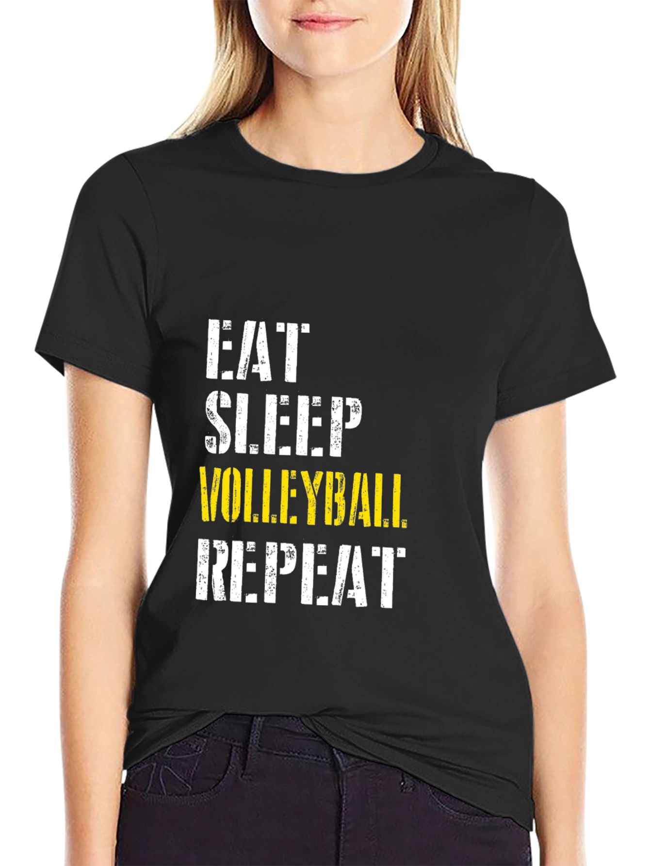 Eat Sleep Volleyball Repeat Black T-Shirt