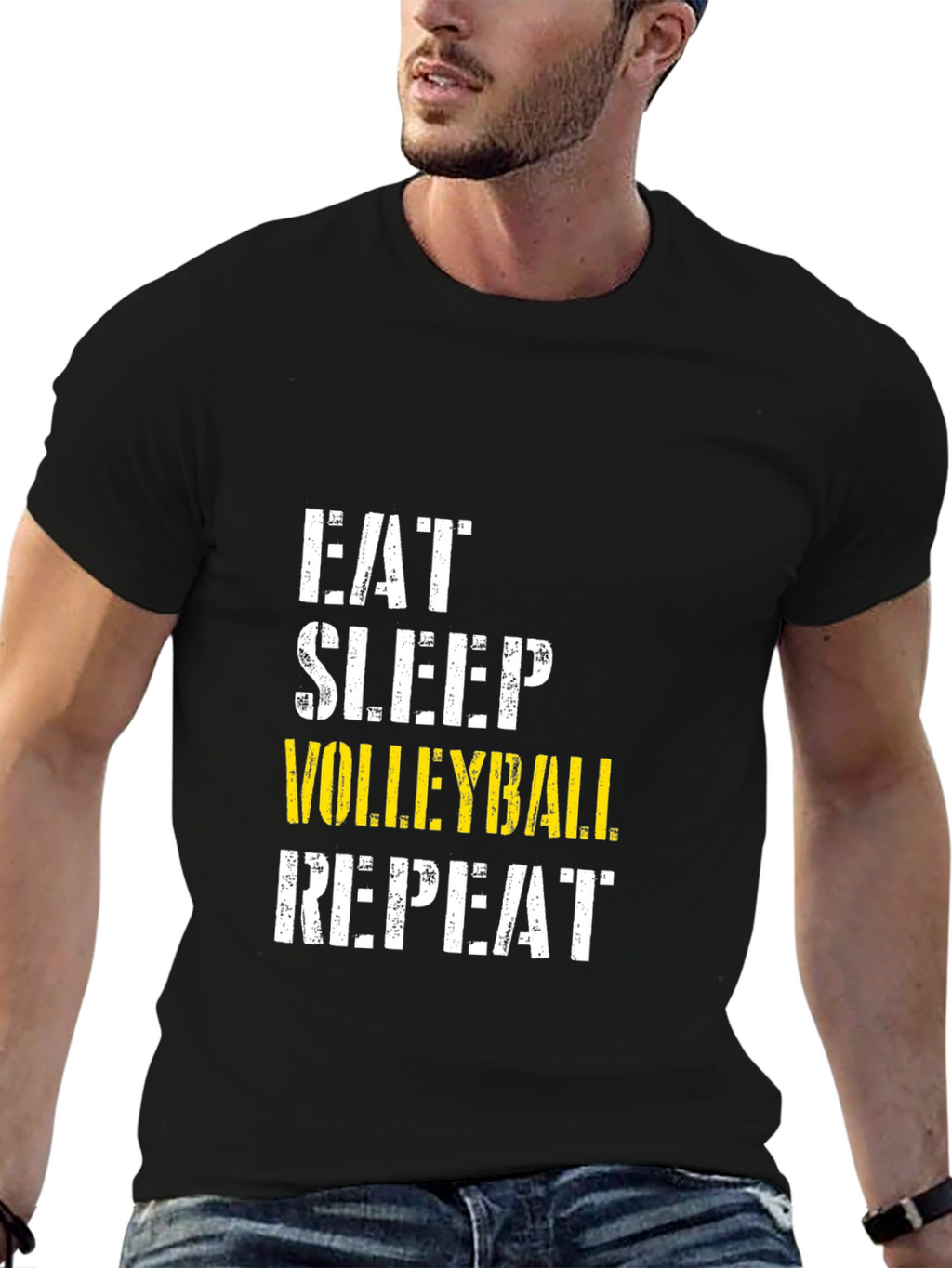Eat Sleep Volleyball Repeat Black T-Shirt
