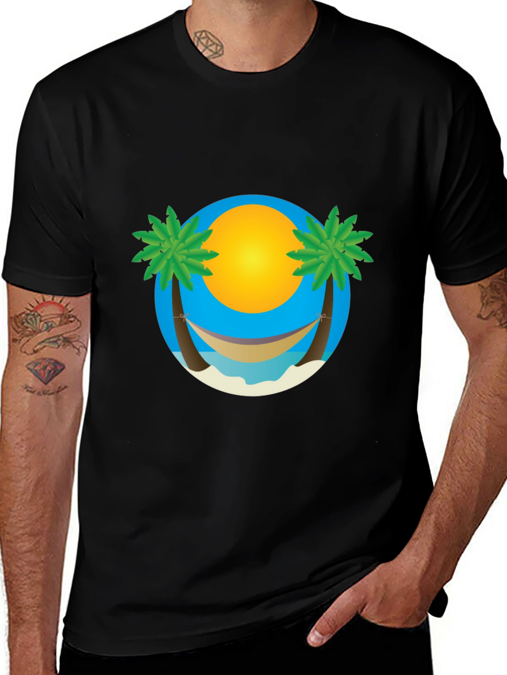 Island Hammock Graphic T-Shirt - Black