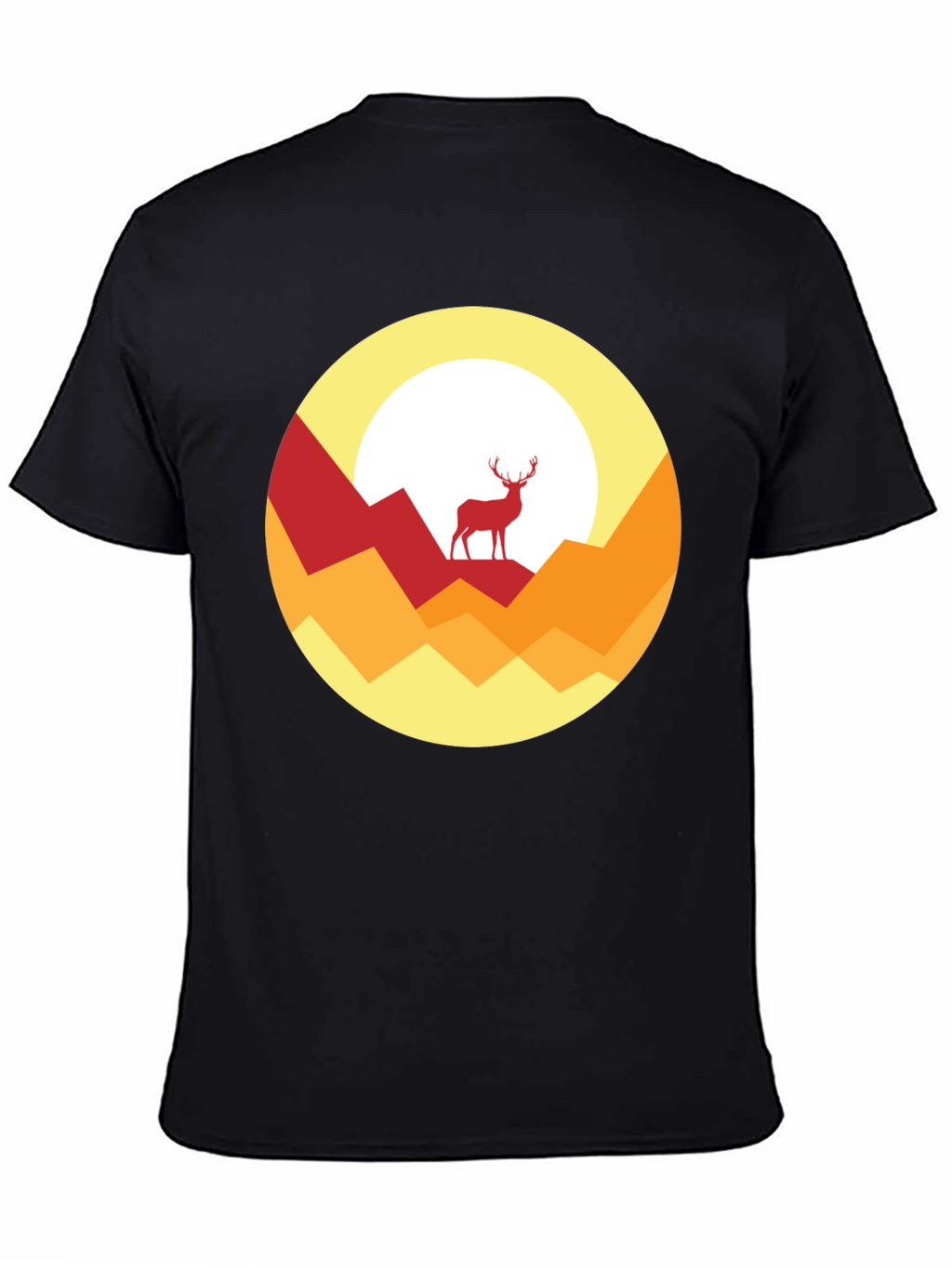 Nature Deer Graphic Tee - Stylish Mens Black T-Shirt