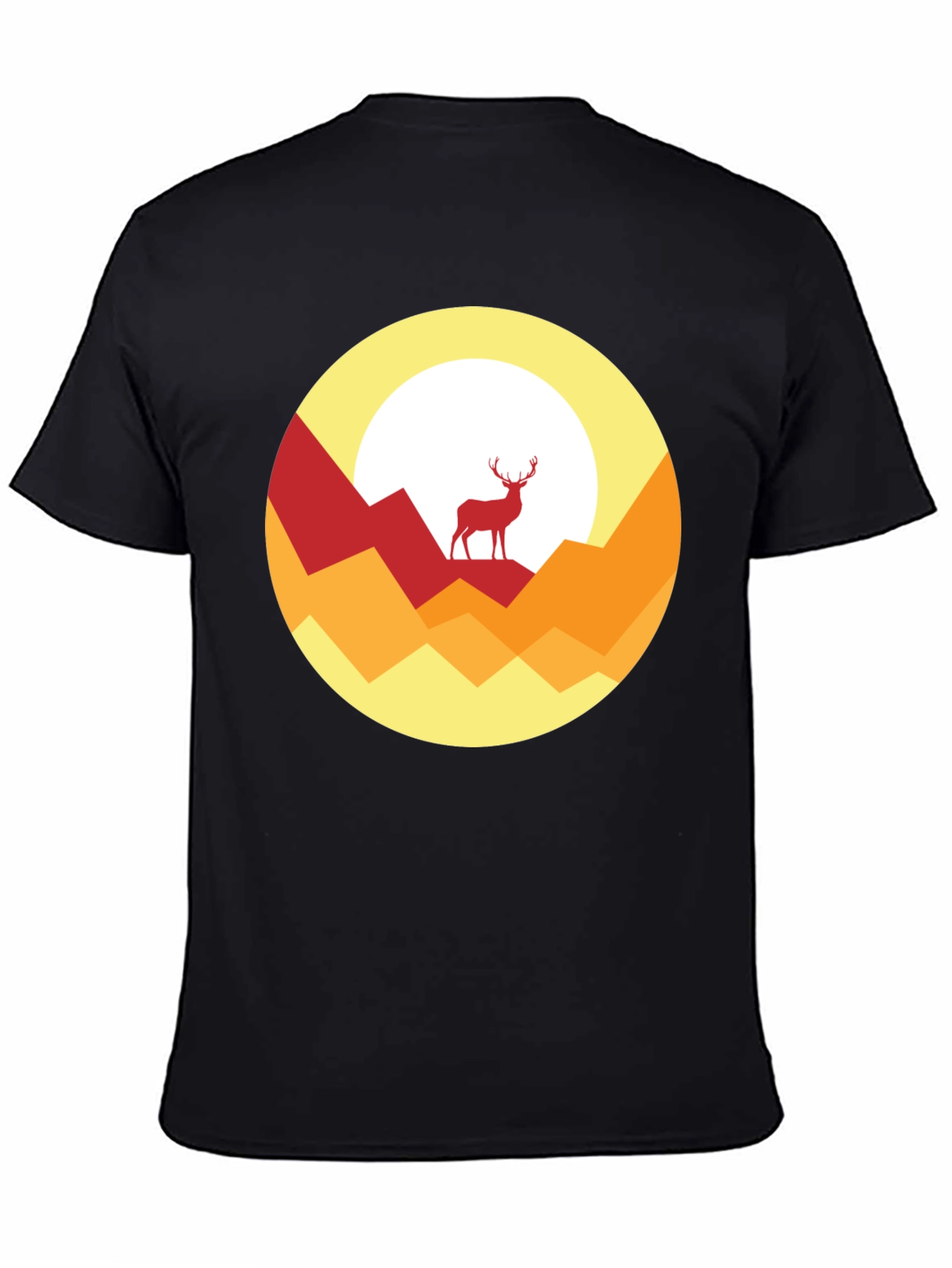 Nature Deer Graphic Tee - Stylish Mens Black T-Shirt