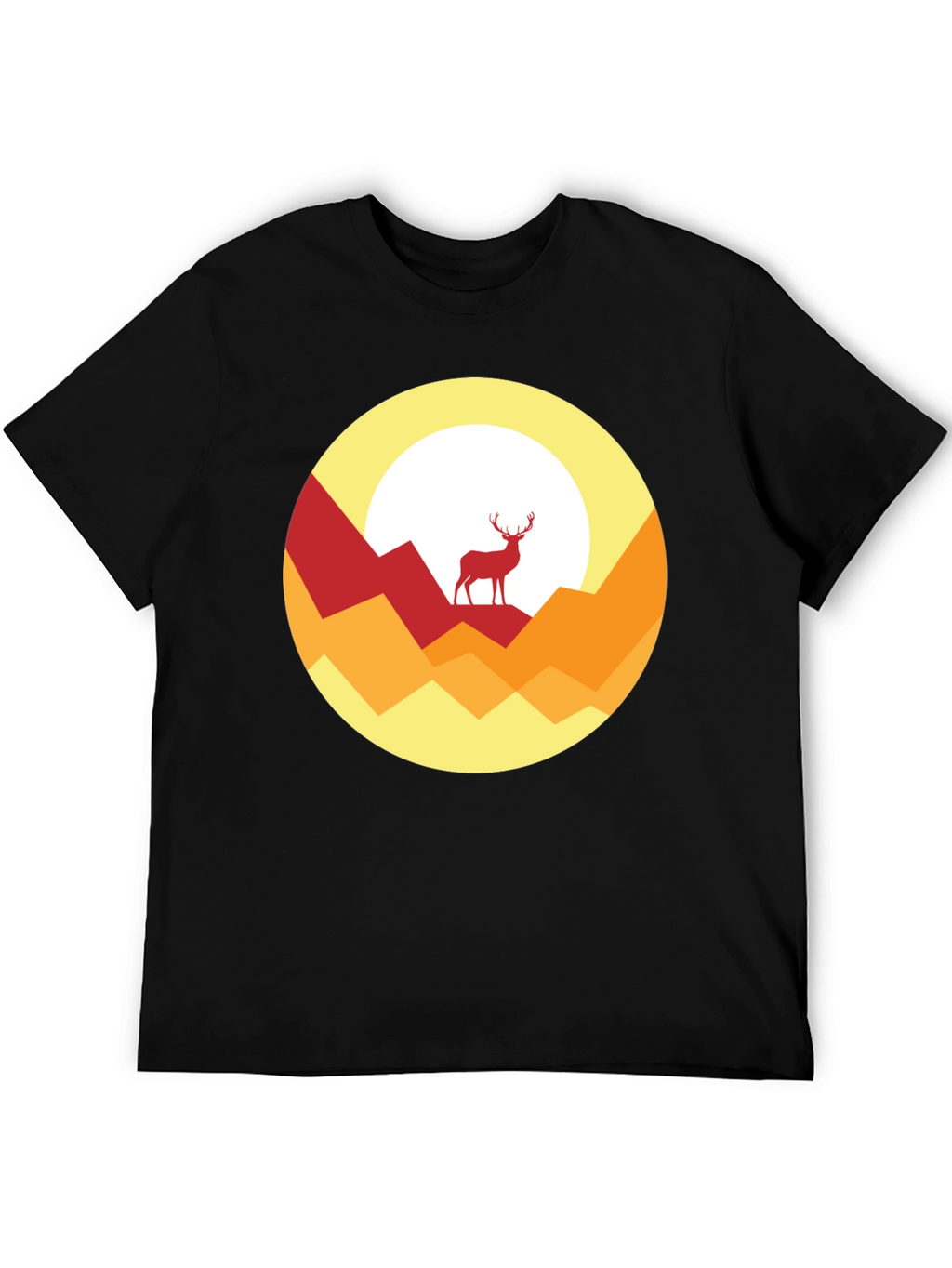 Nature Deer Graphic Tee - Stylish Mens Black T-Shirt