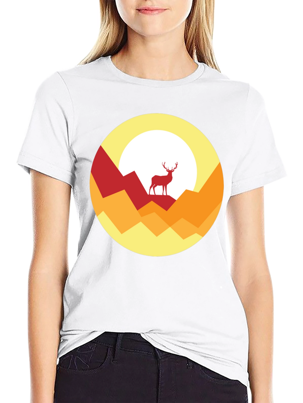 Nature Deer Graphic Tee - Stylish Mens Black T-Shirt