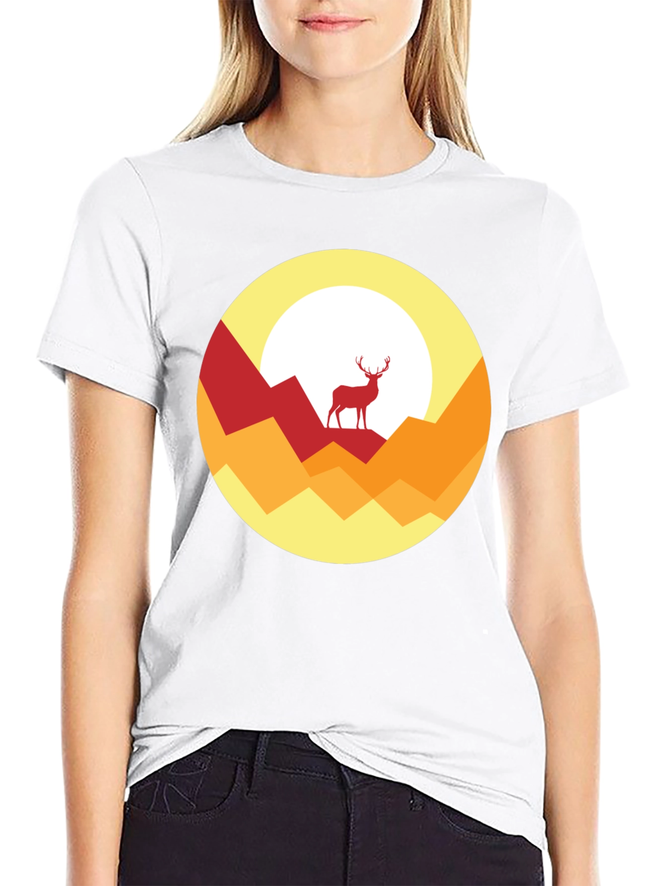 Nature Deer Graphic Tee - Stylish Mens Black T-Shirt