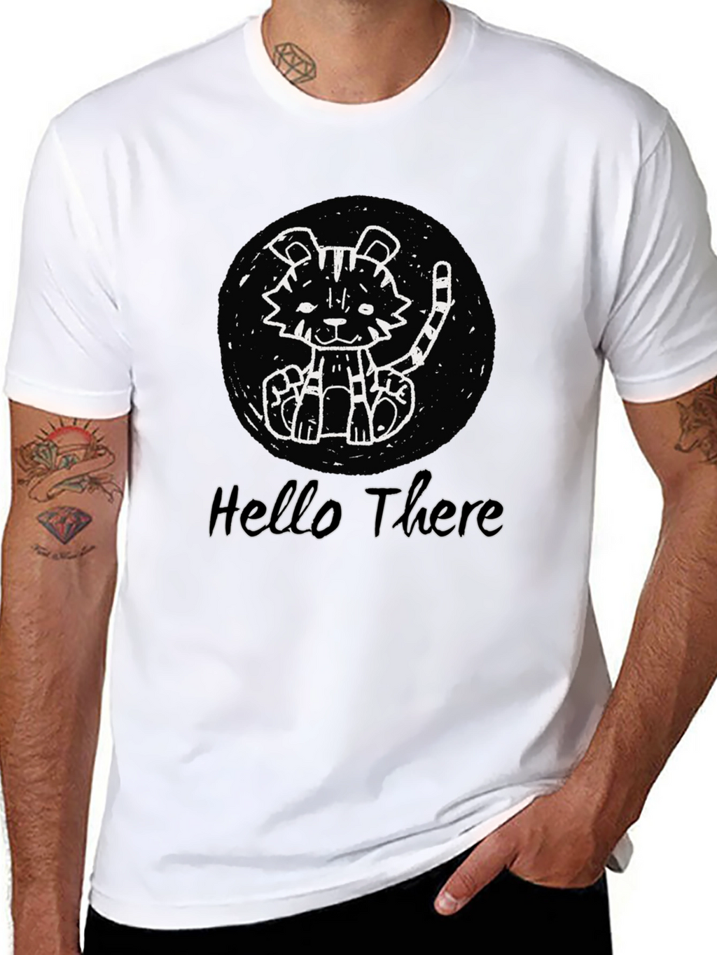 Cute Tiger Graphic Black T-Shirt