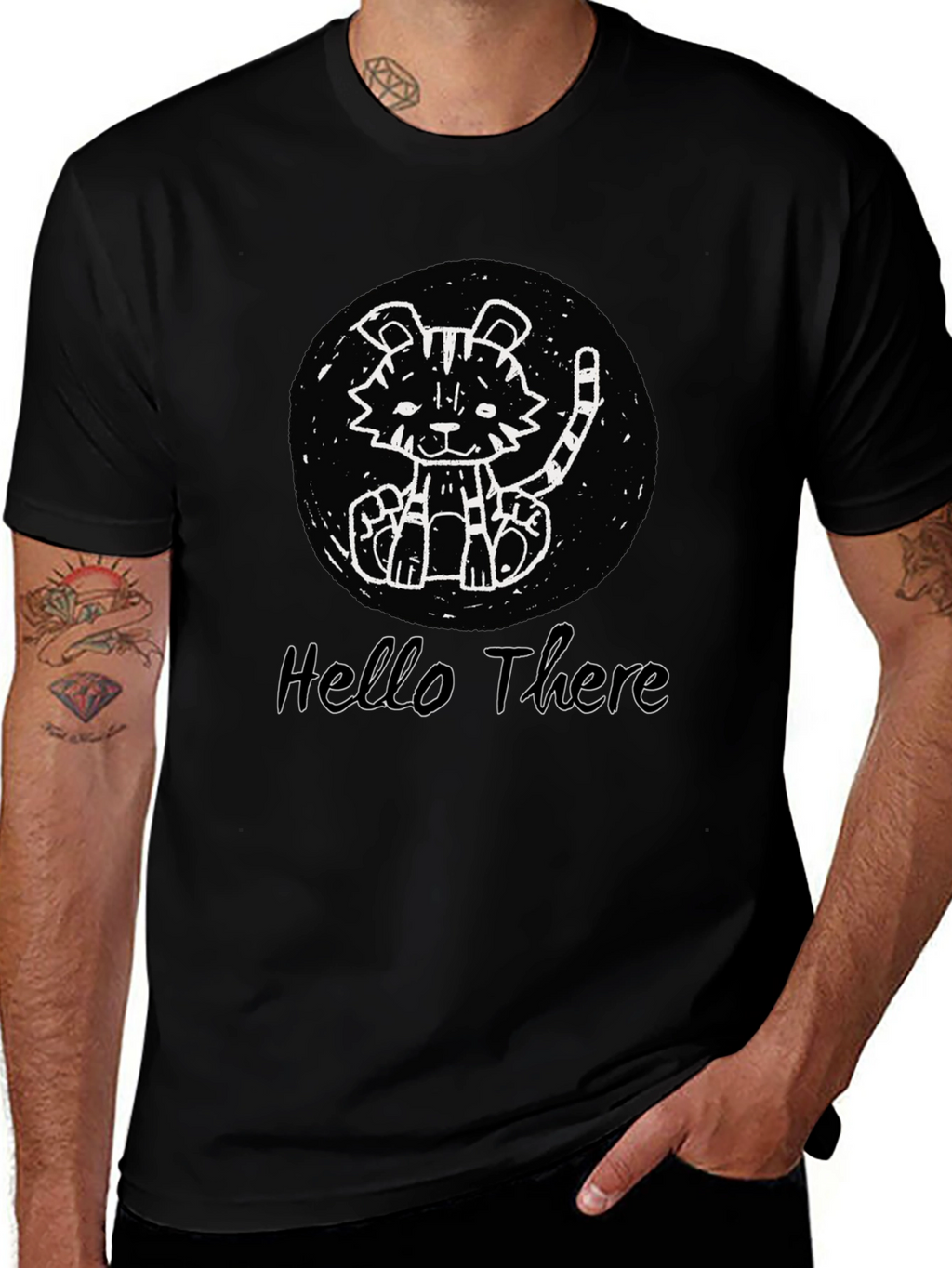Cute Tiger Graphic Black T-Shirt