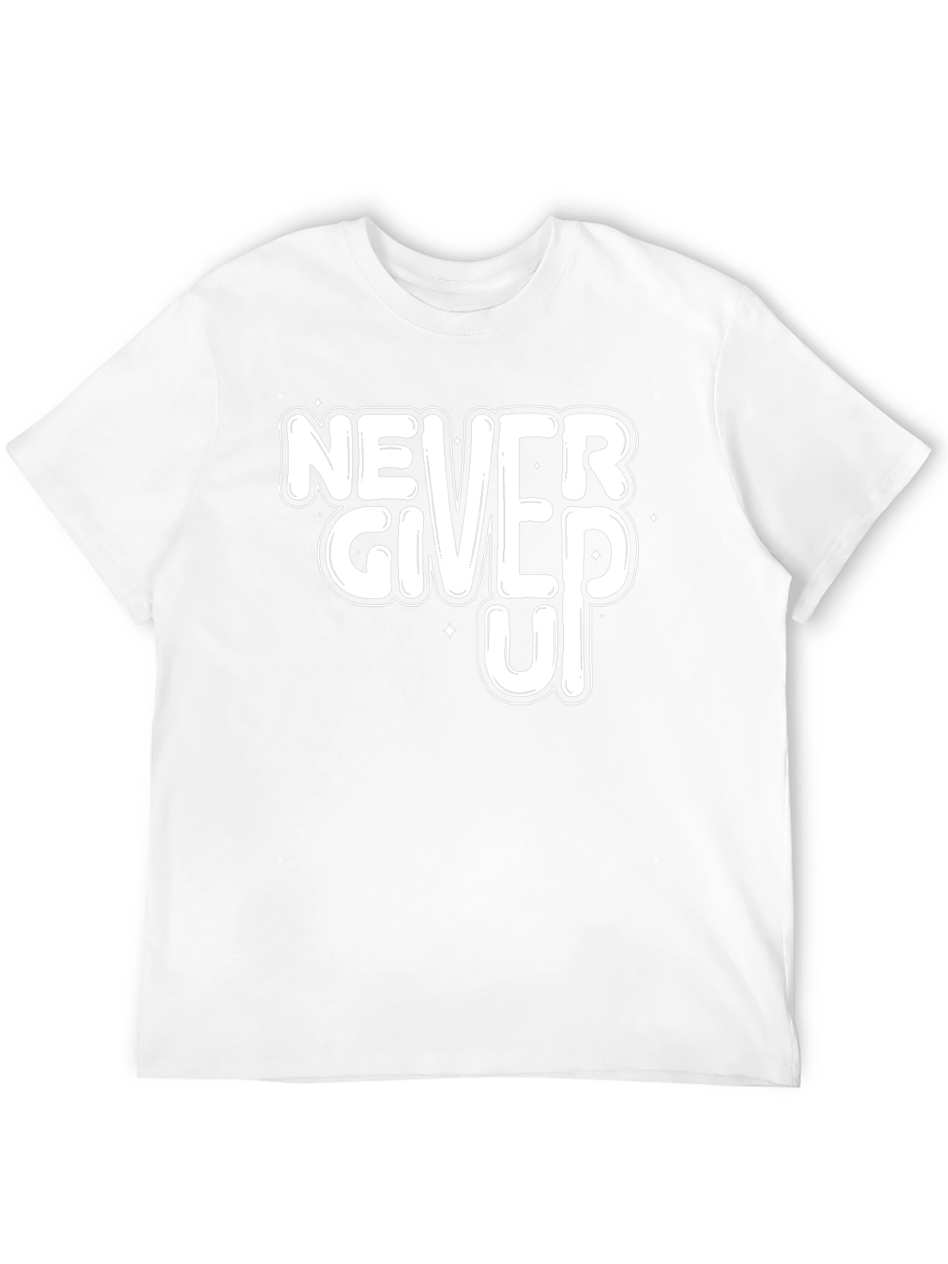 Never Give Up Motivational Black T-Shirt