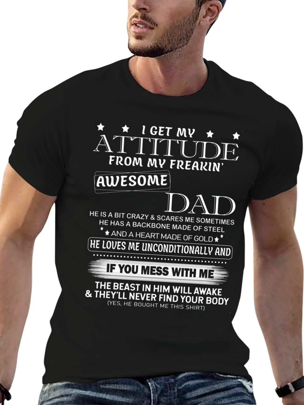 Attitude Awesome Dad Graphic T-Shirt