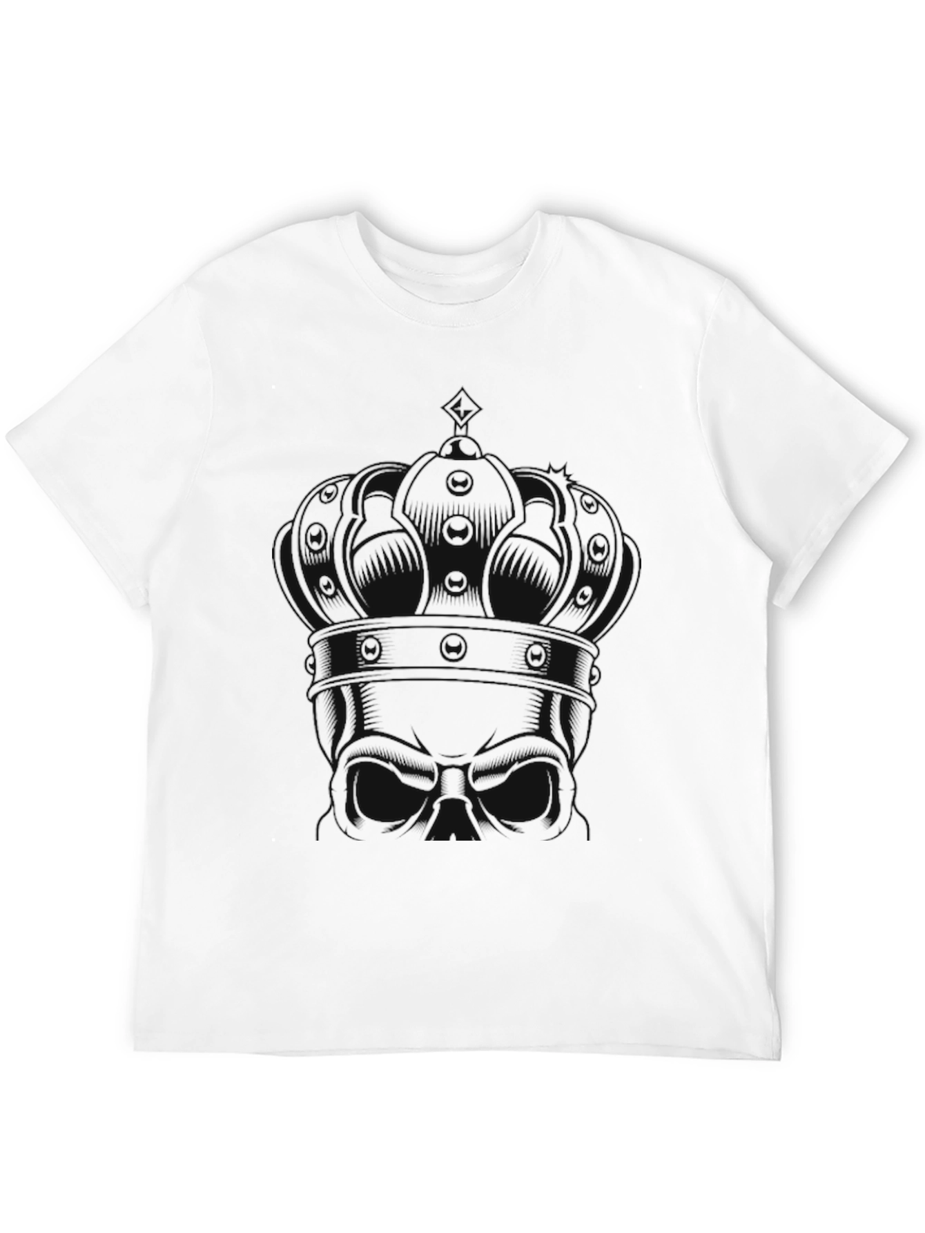 King Skull Graphic Print Black T-Shirt