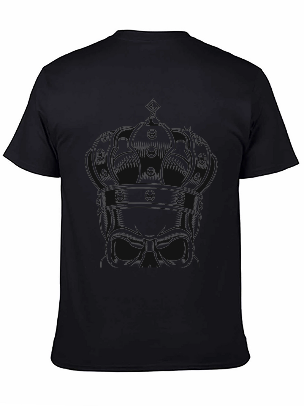 King Skull Graphic Print Black T-Shirt