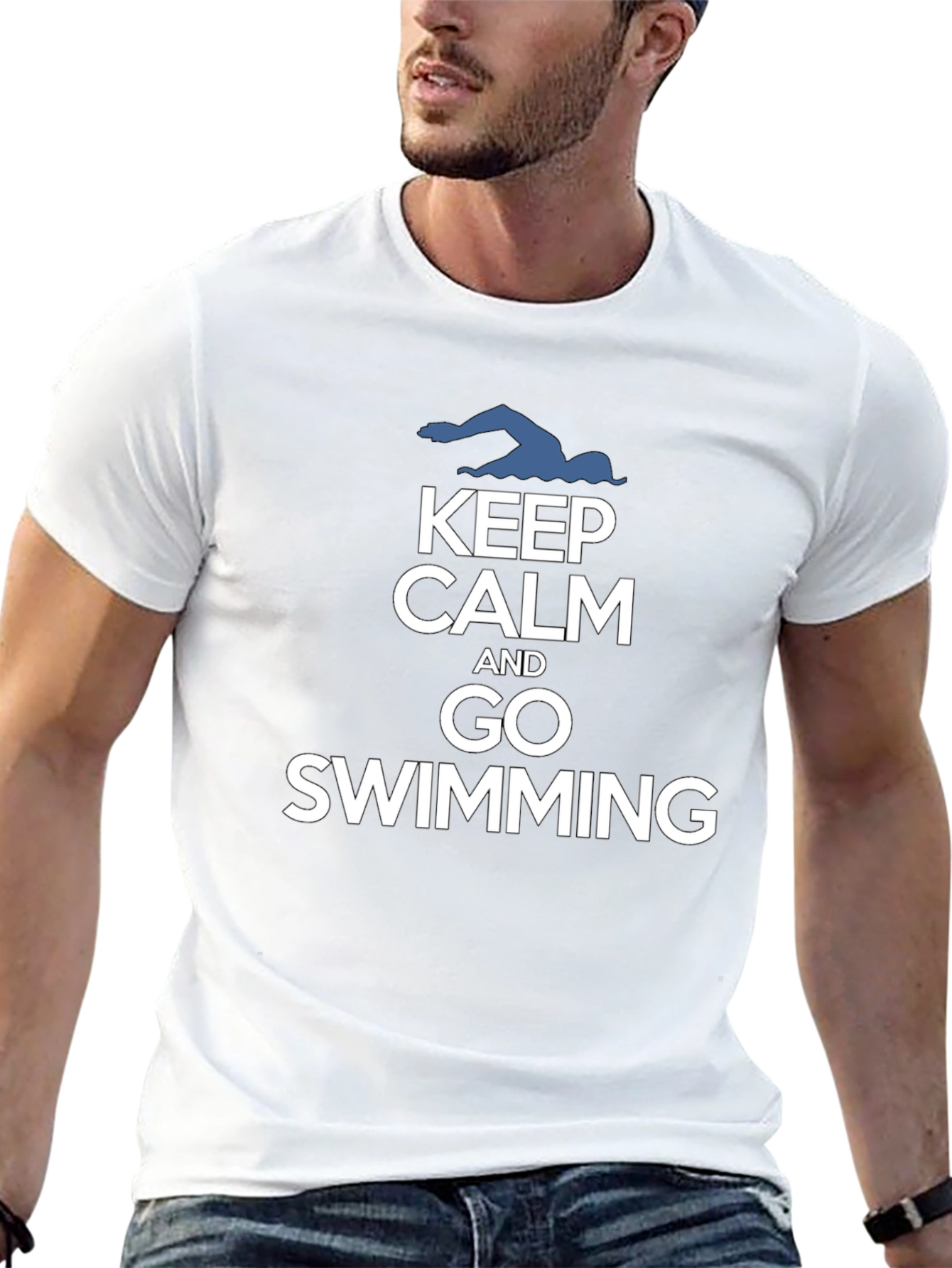 Keep Calm and Go Swimming Black T-Shirt