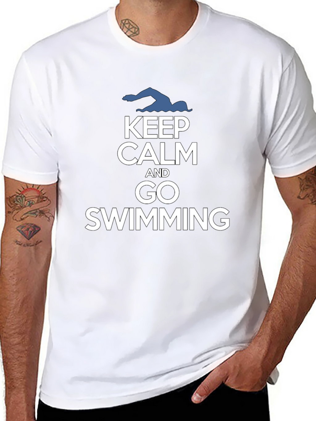 Keep Calm and Go Swimming Black T-Shirt