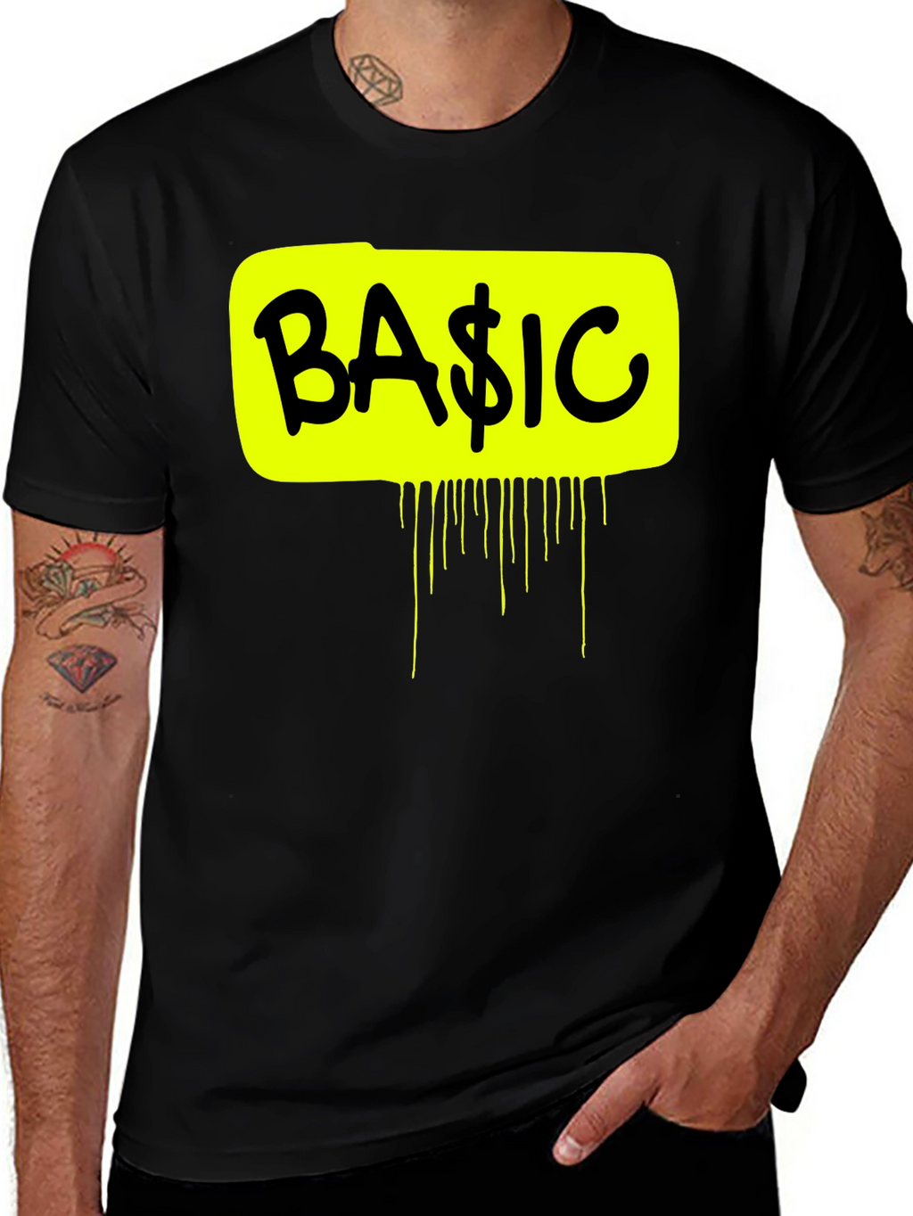 Basic Graphic Tee - Mens Black Short Sleeve