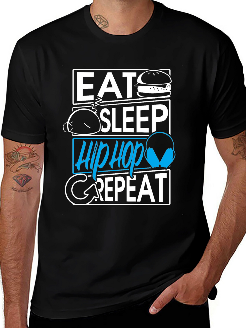 Eat Sleep Hip Hop Repeat Graphic T-Shirt