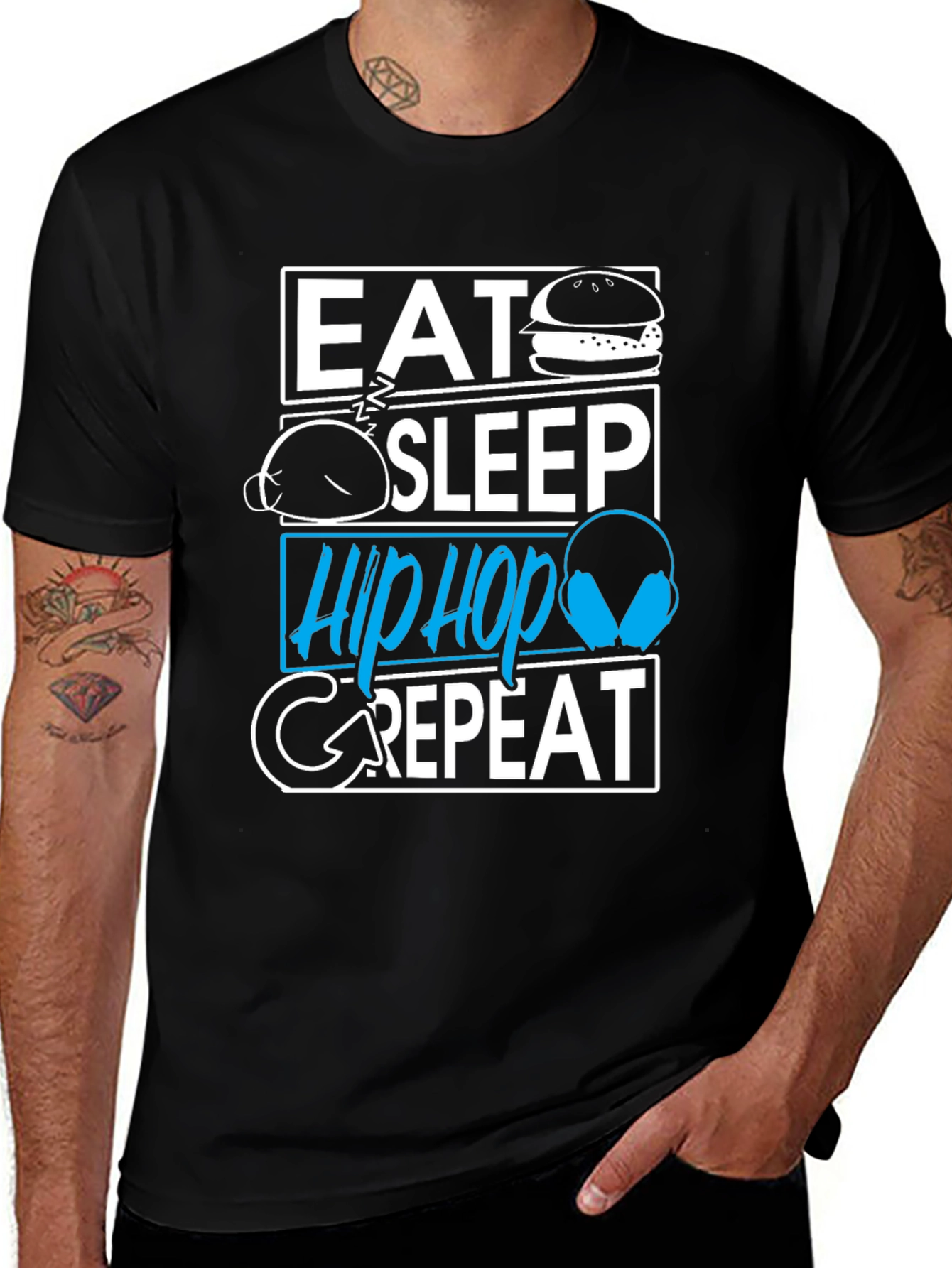 Eat Sleep Hip Hop Repeat Graphic T-Shirt