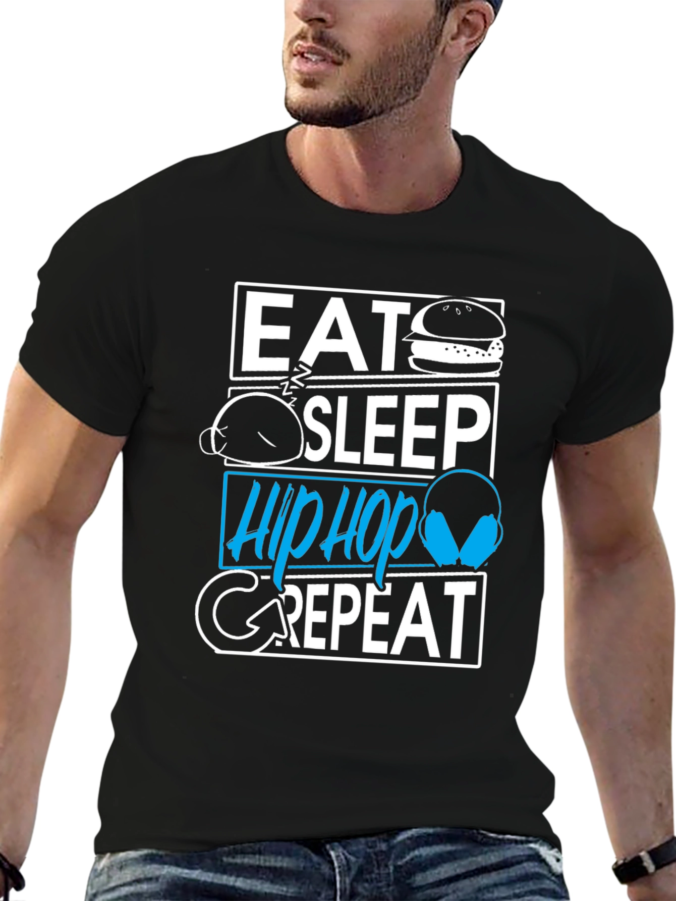 Eat Sleep Hip Hop Repeat Graphic T-Shirt