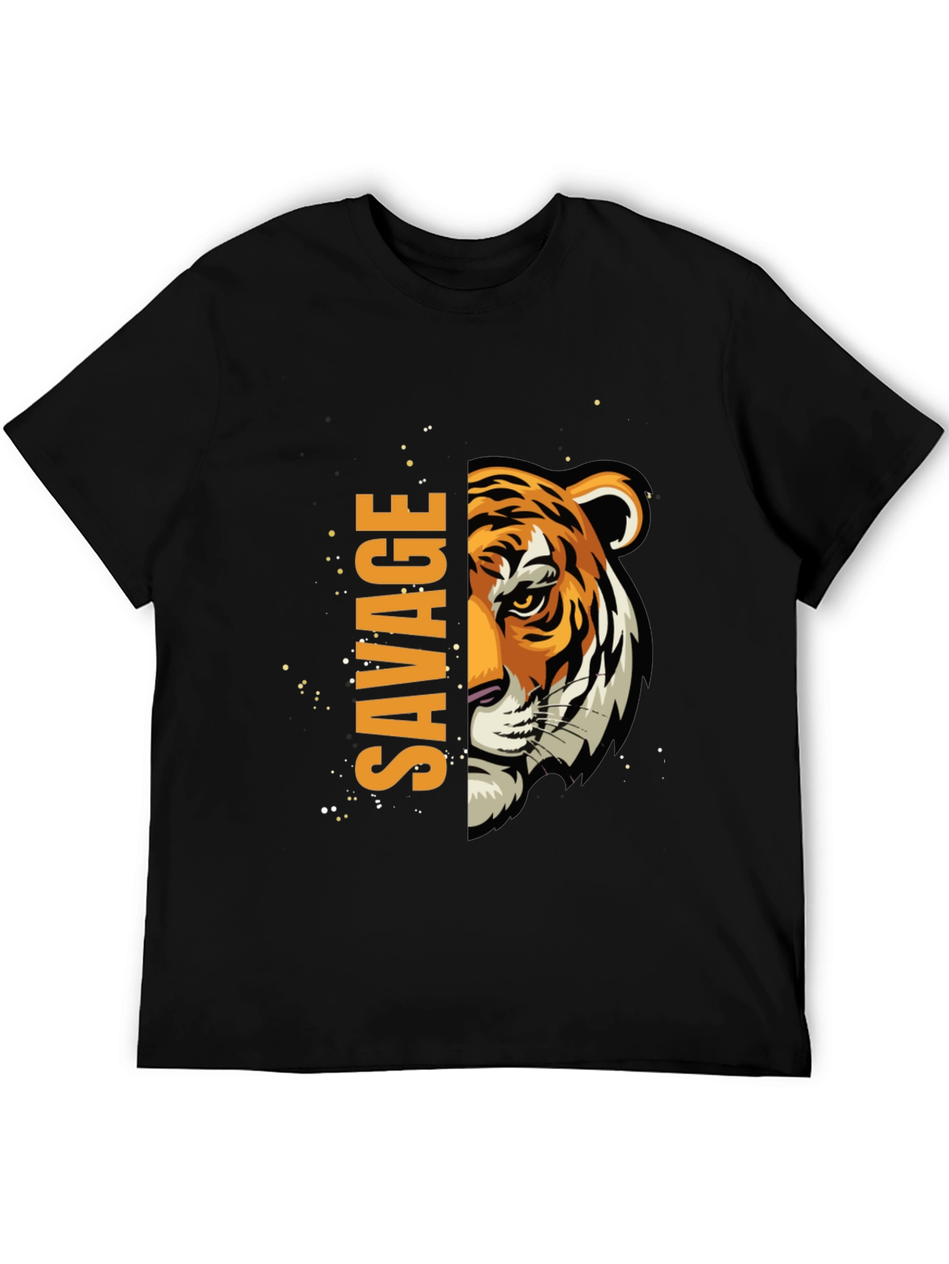 Savage Tiger Graphic Print Mens Black T-Shirt