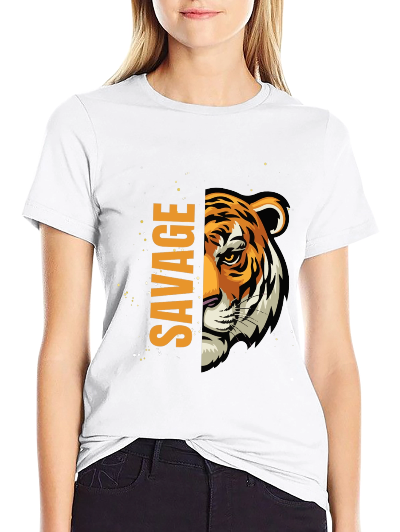 Savage Tiger Graphic Print Mens Black T-Shirt