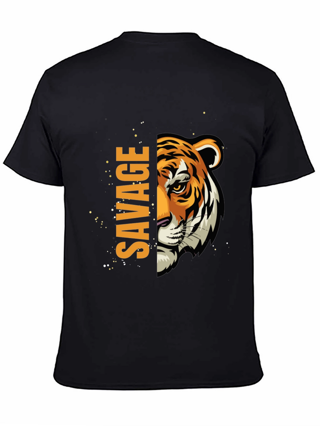 Savage Tiger Graphic Print Mens Black T-Shirt
