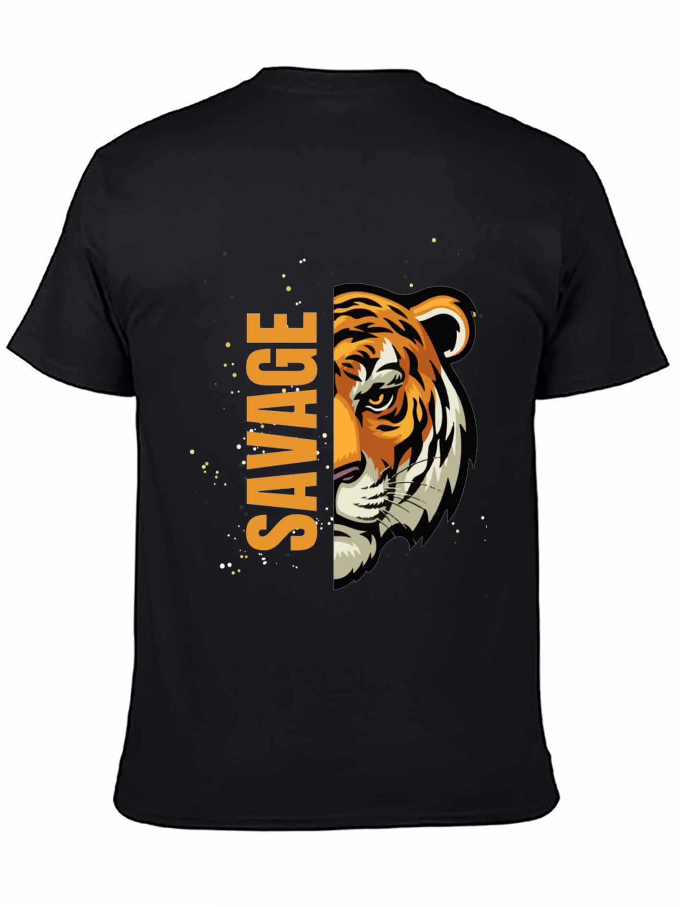 Savage Tiger Graphic Print Mens Black T-Shirt