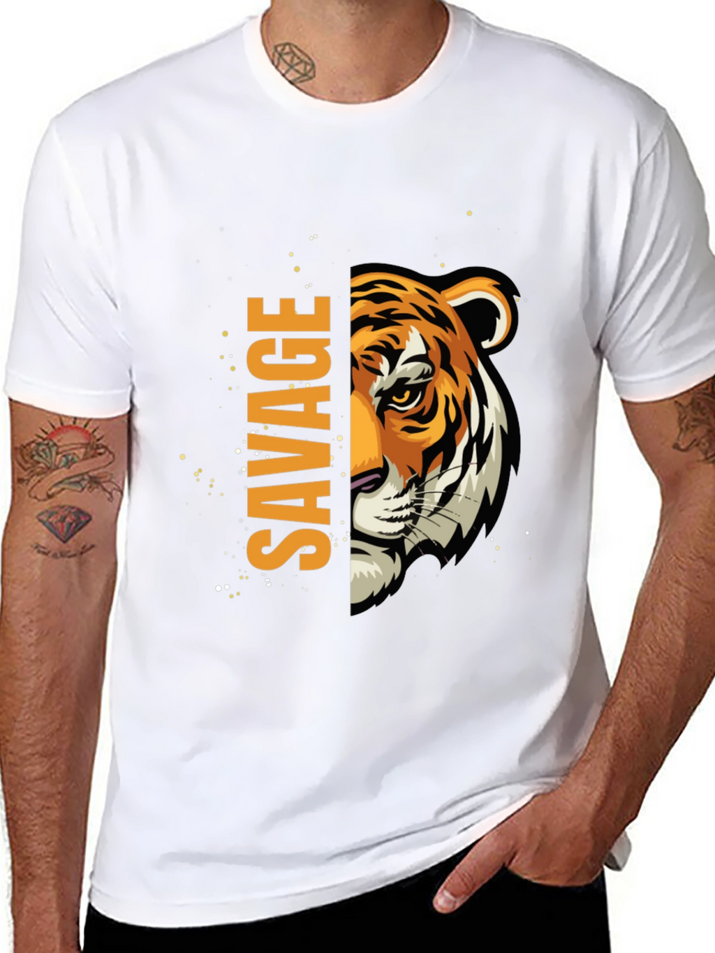 Savage Tiger Graphic Print Mens Black T-Shirt