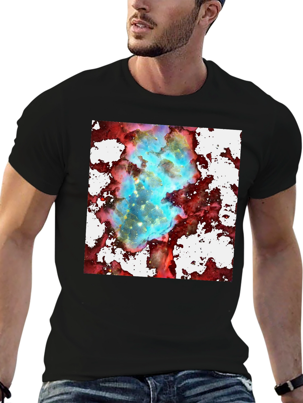 Nebula Print Black T-Shirt