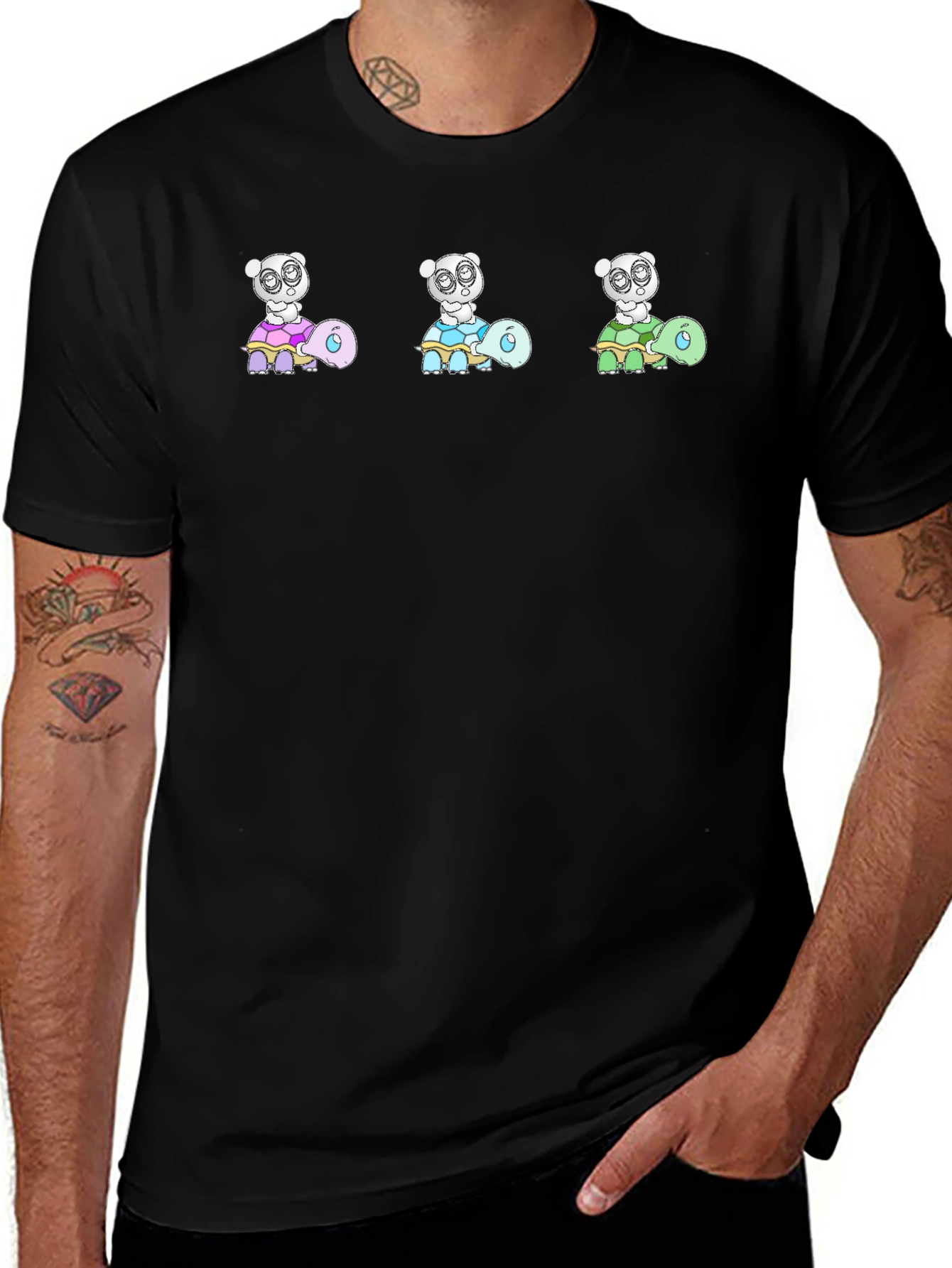 Turtle Panda Black Tee
