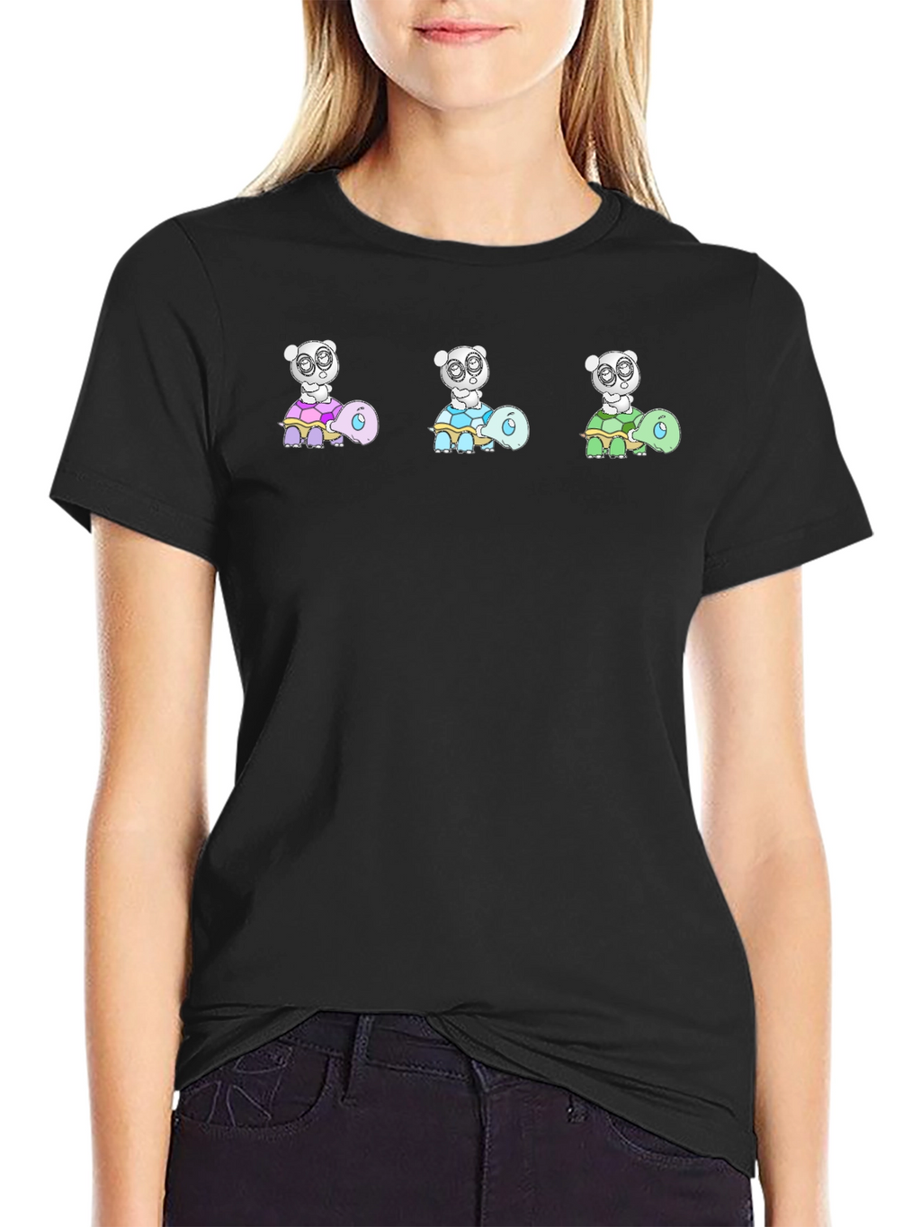 Turtle Panda Black Tee