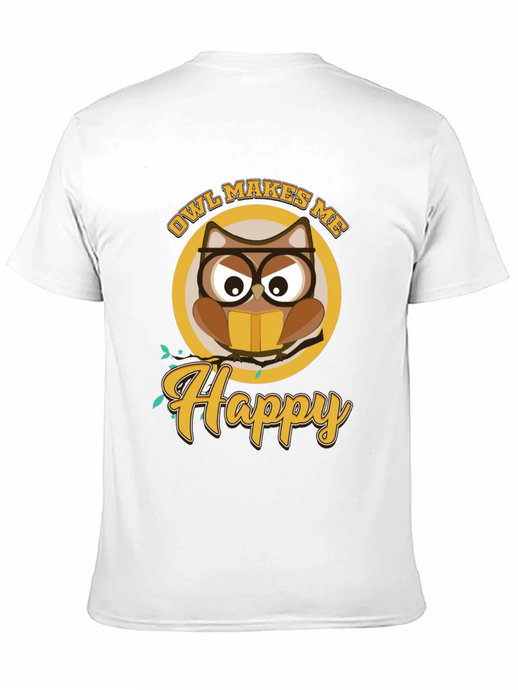 Owl Makes Me Happy Black T-Shirt