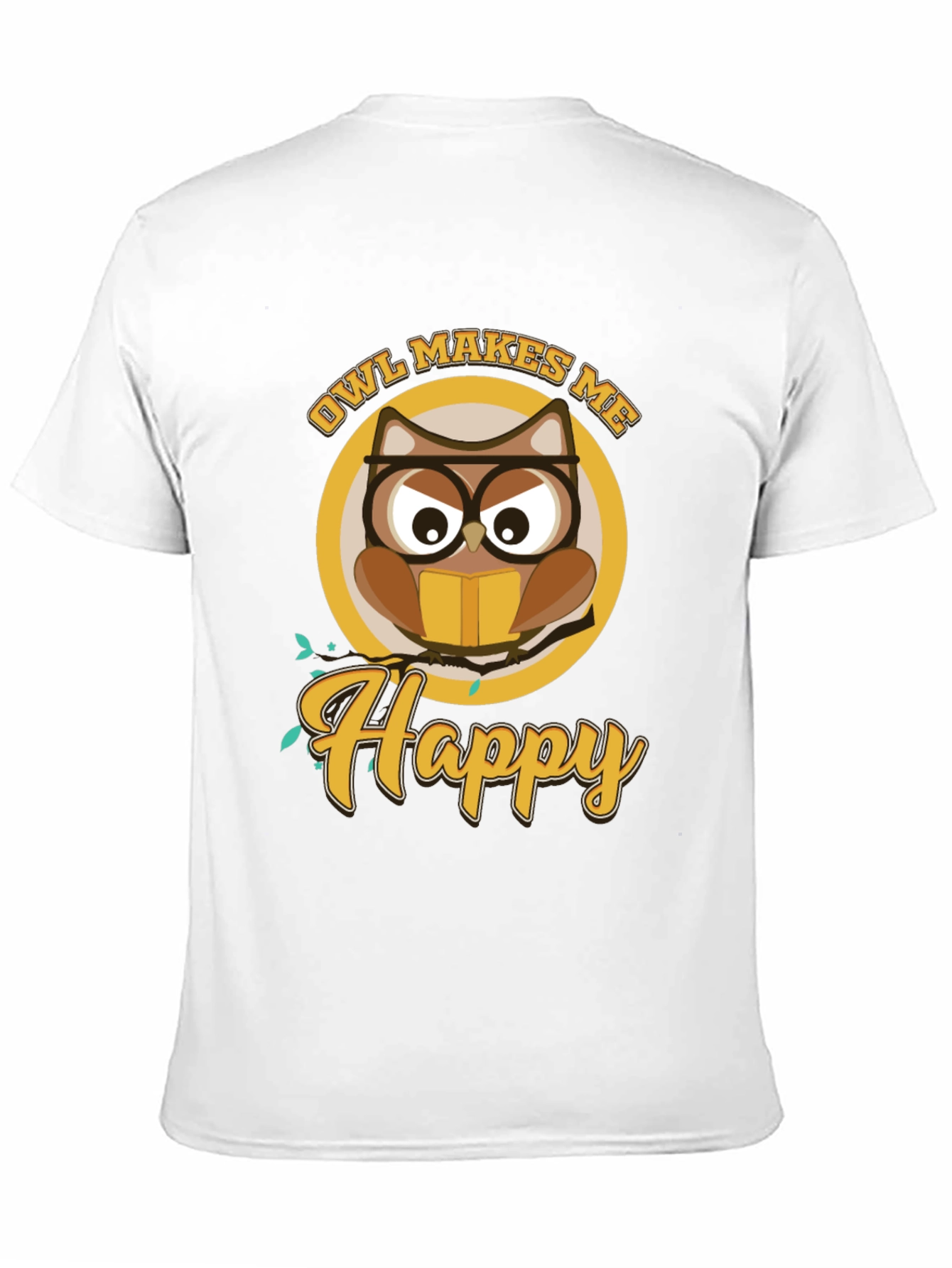Owl Makes Me Happy Black T-Shirt