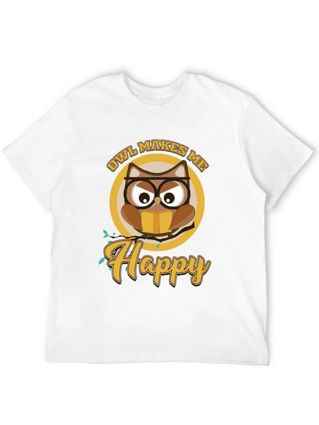 Owl Makes Me Happy Black T-Shirt