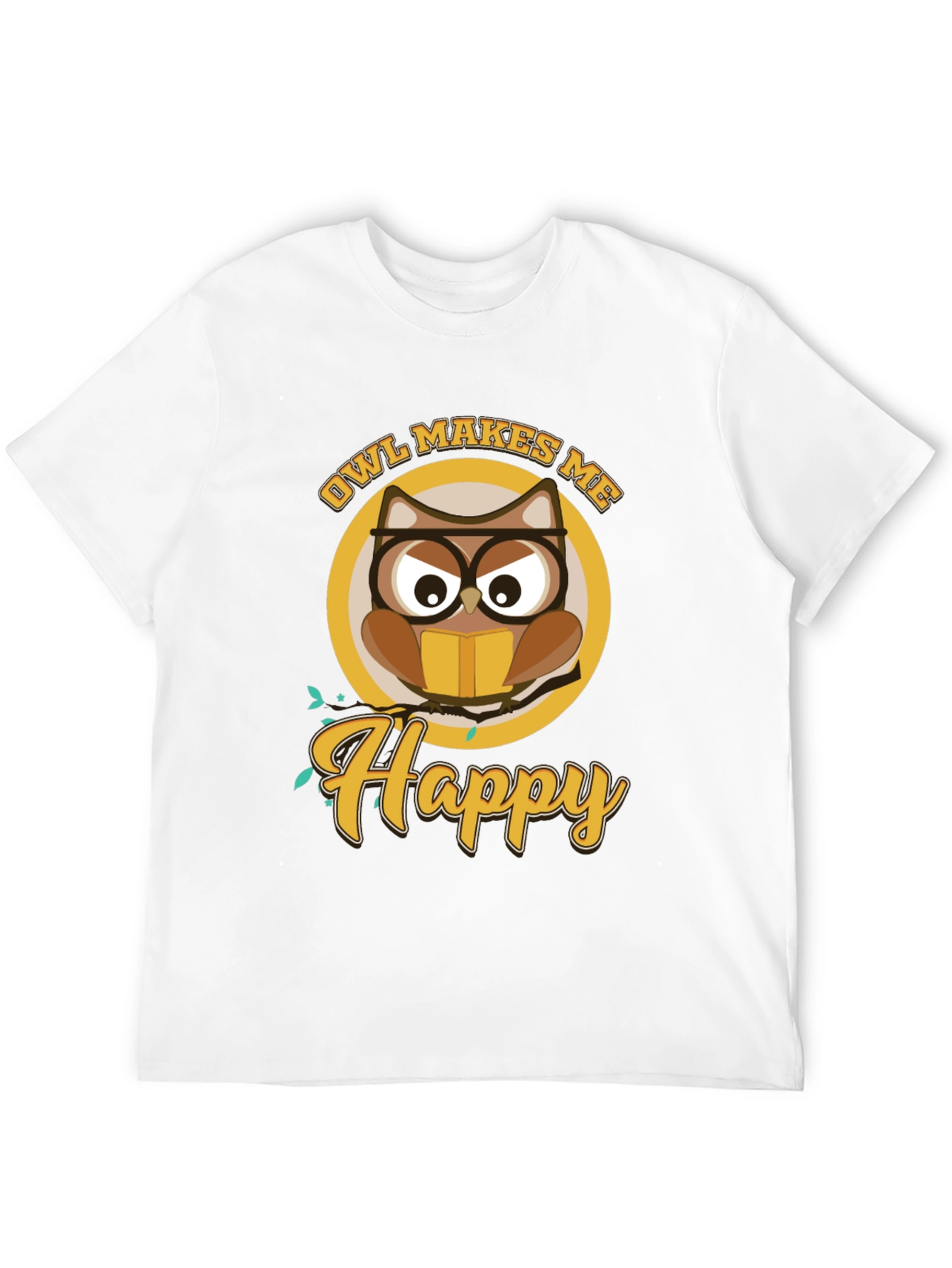 Owl Makes Me Happy Black T-Shirt