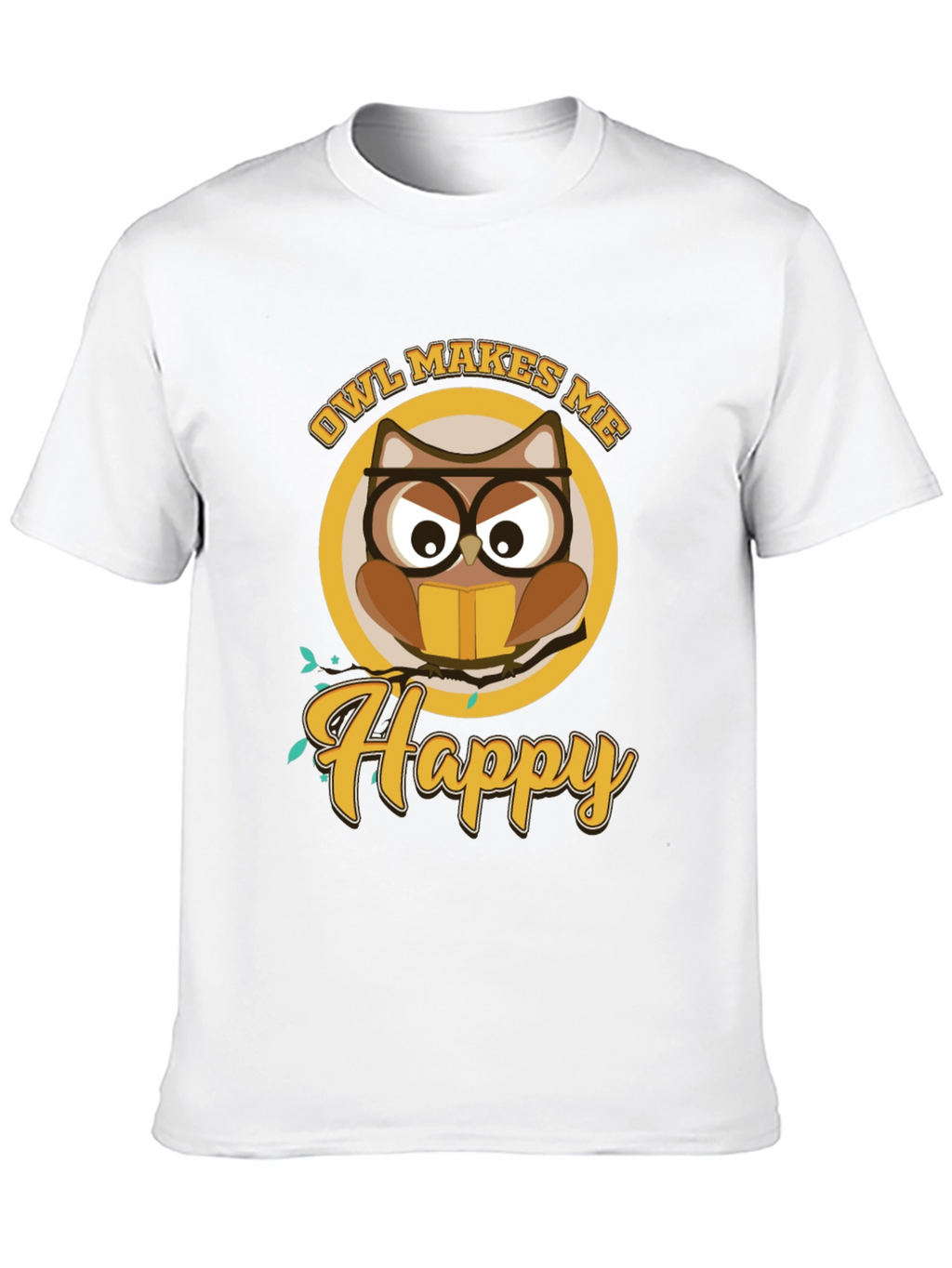 Owl Makes Me Happy Black T-Shirt