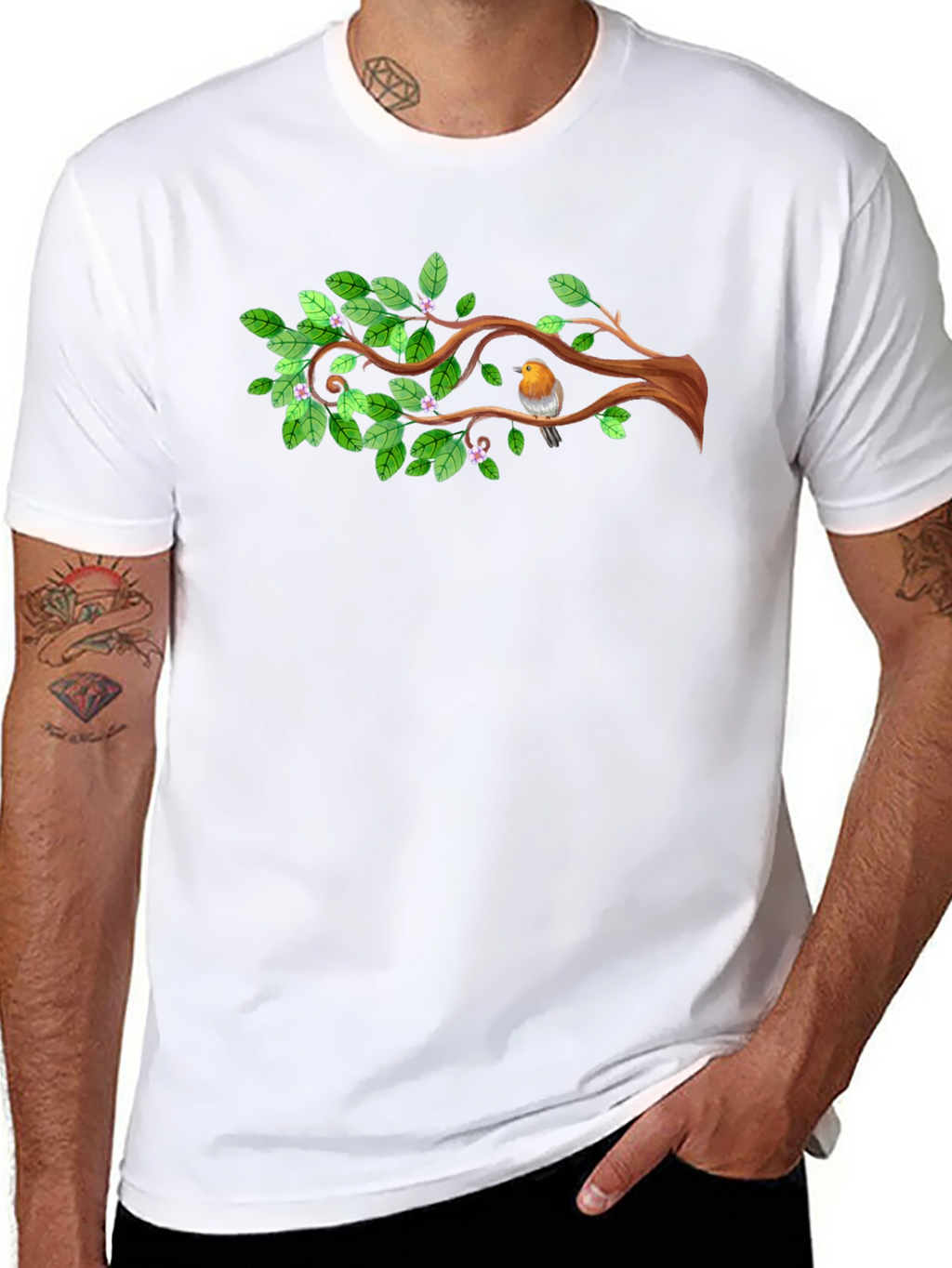 Natures Embrace: Bird on Branch T-Shirt