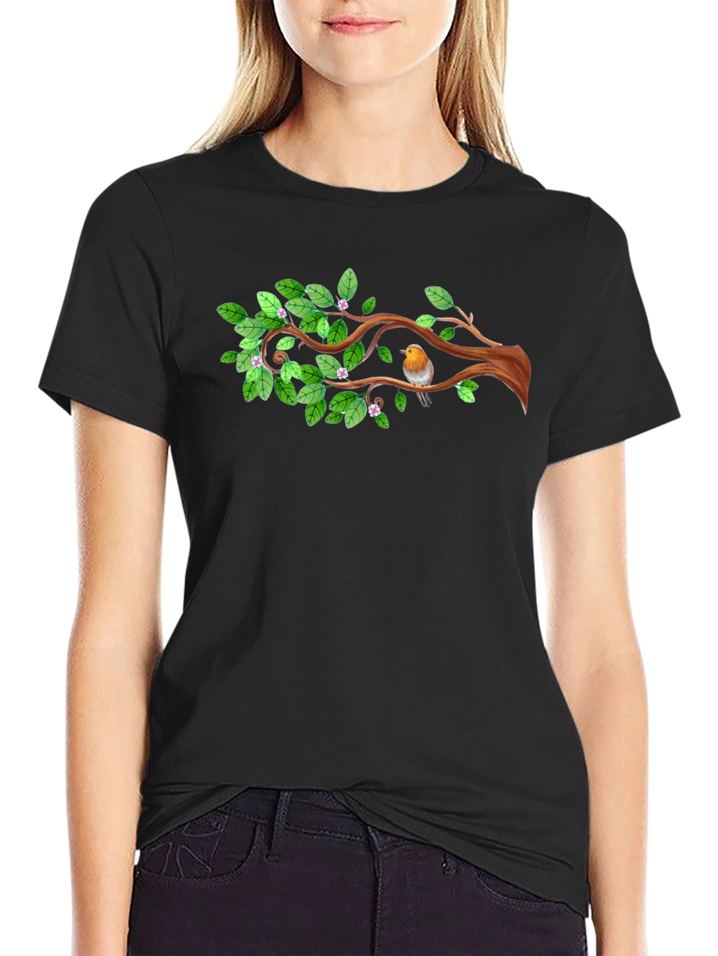 Natures Embrace: Bird on Branch T-Shirt